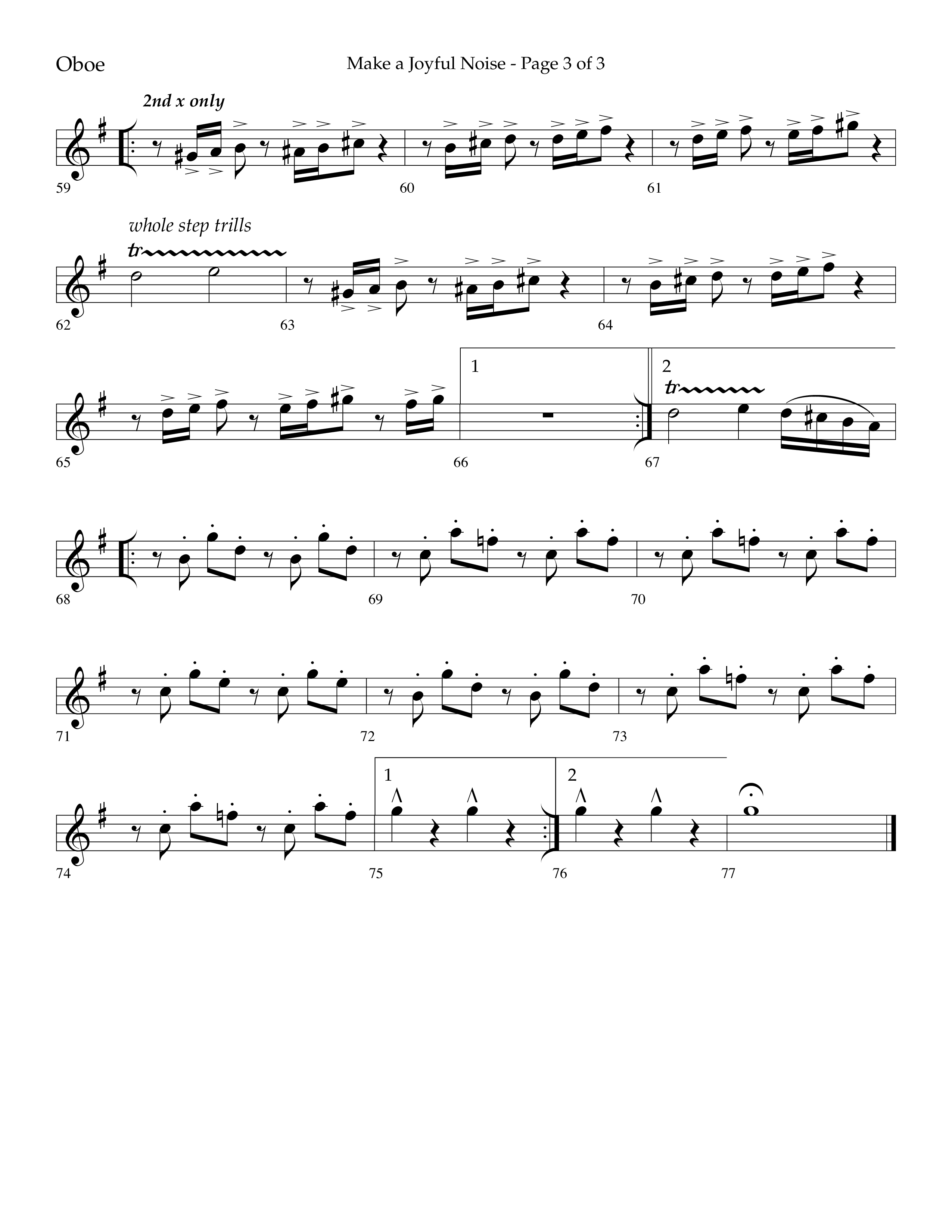 Make A Joyful Noise (Choral Anthem SATB) Oboe (Lifeway Choral / Arr. David Wise / Orch. Daniel Semsen)