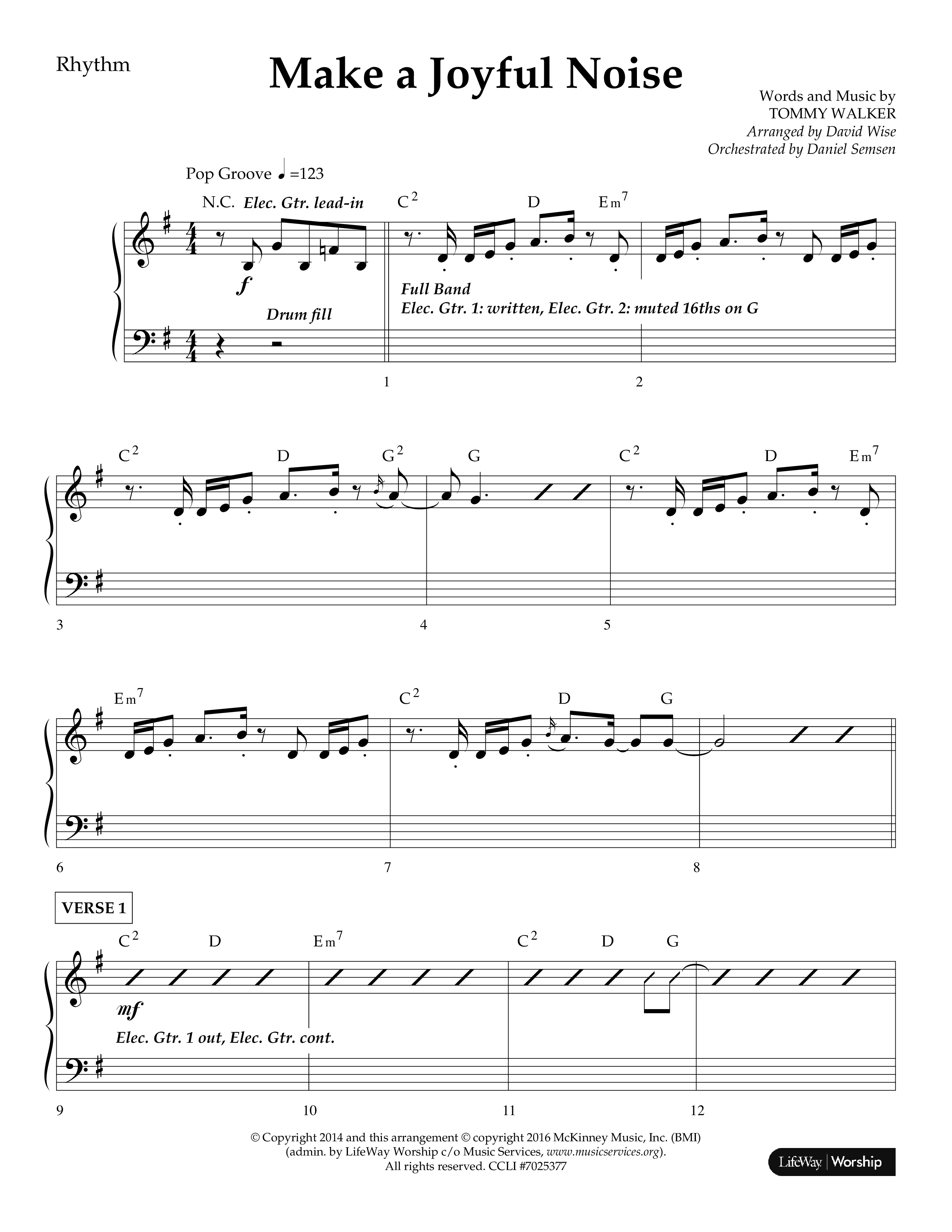 Make A Joyful Noise (Choral Anthem SATB) Lead Melody & Rhythm (Lifeway Choral / Arr. David Wise / Orch. Daniel Semsen)