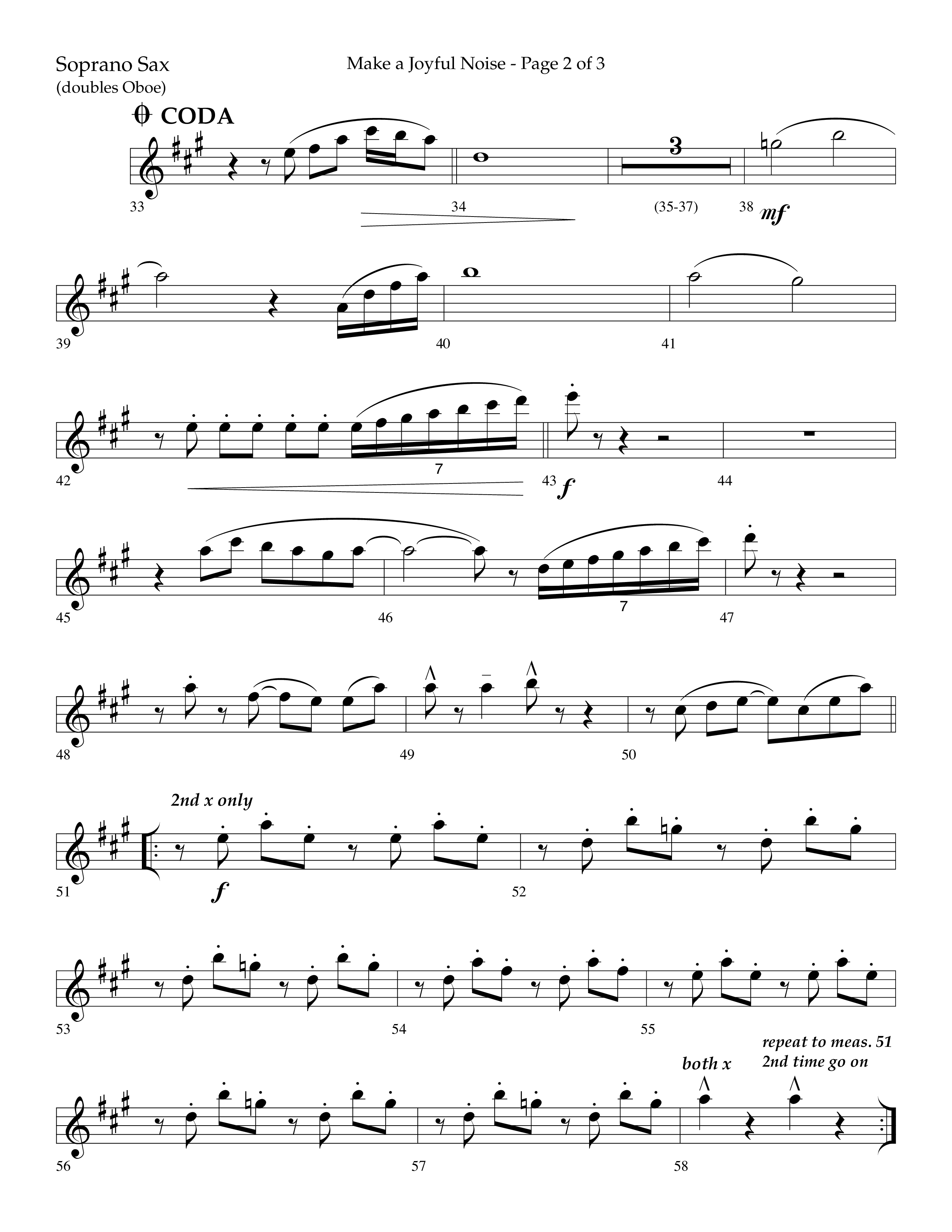 Make A Joyful Noise (Choral Anthem SATB) Soprano Sax (Lifeway Choral / Arr. David Wise / Orch. Daniel Semsen)