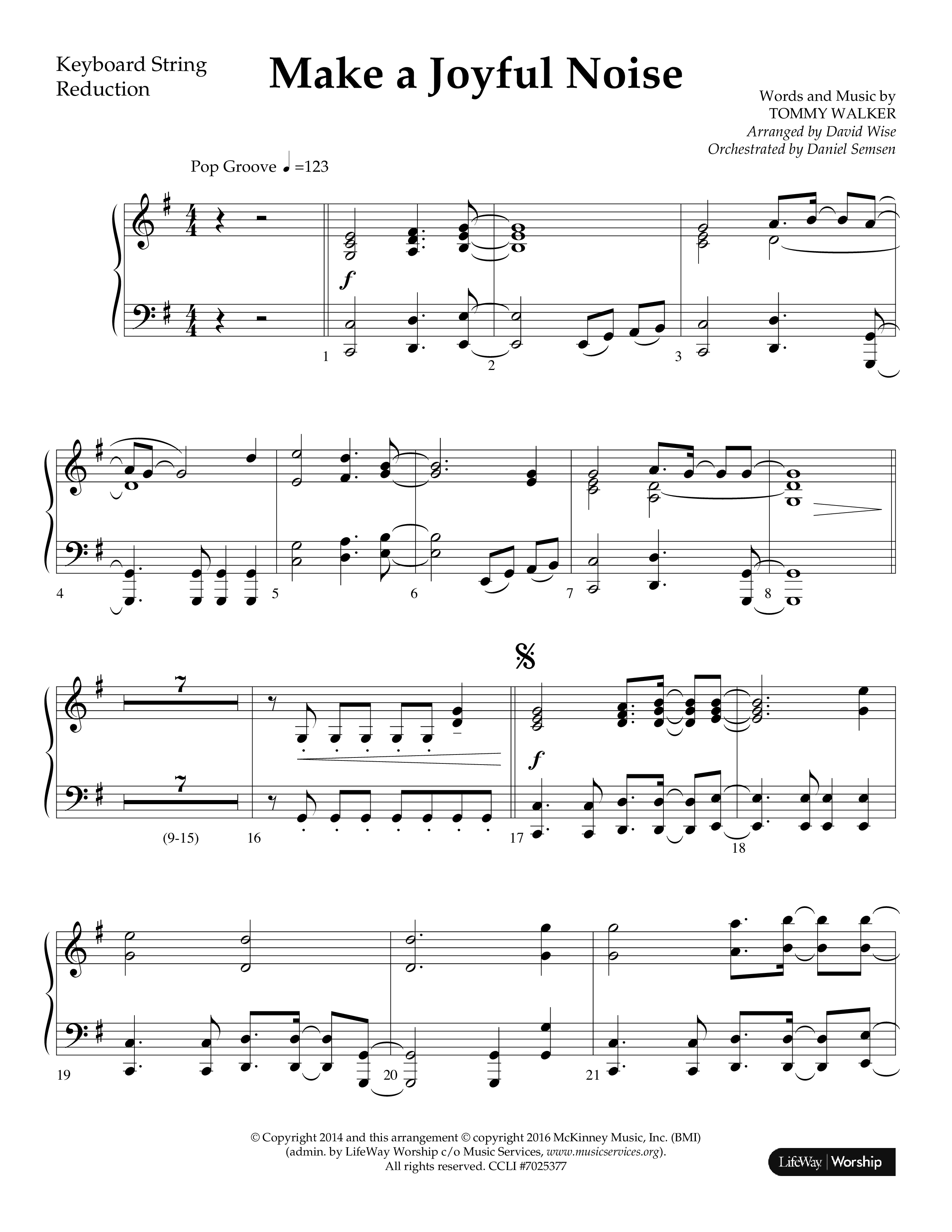 Make A Joyful Noise (Choral Anthem SATB) String Reduction (Lifeway Choral / Arr. David Wise / Orch. Daniel Semsen)