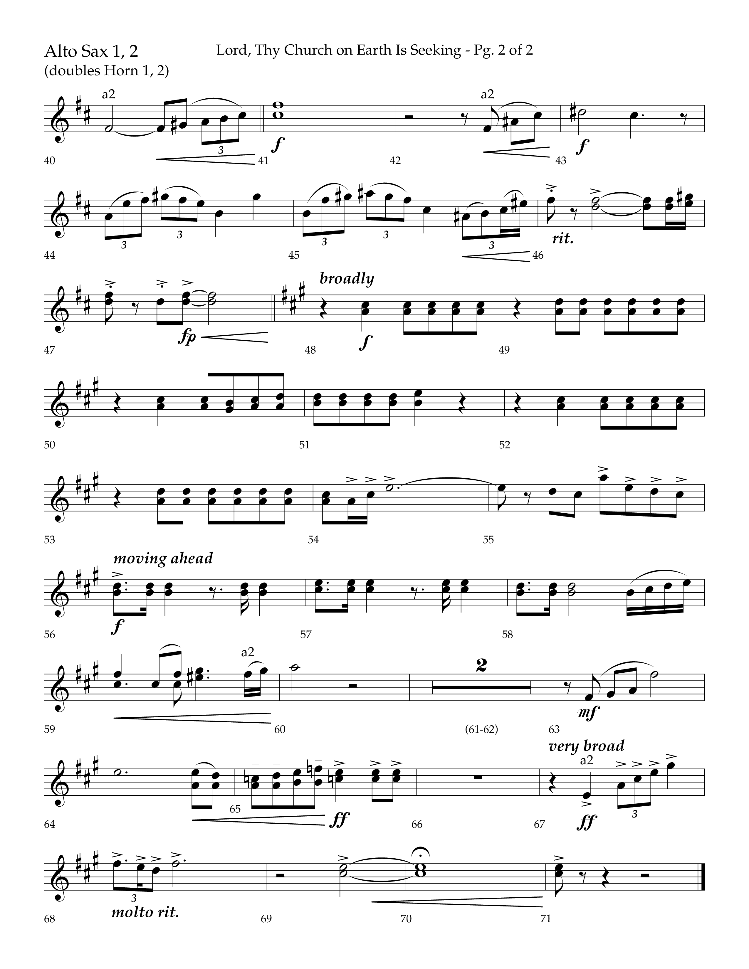 Lord Thy Church On Earth Is Seeking (Choral Anthem SATB) Alto Sax 1/2 (Lifeway Choral / Arr. David Hamilton)