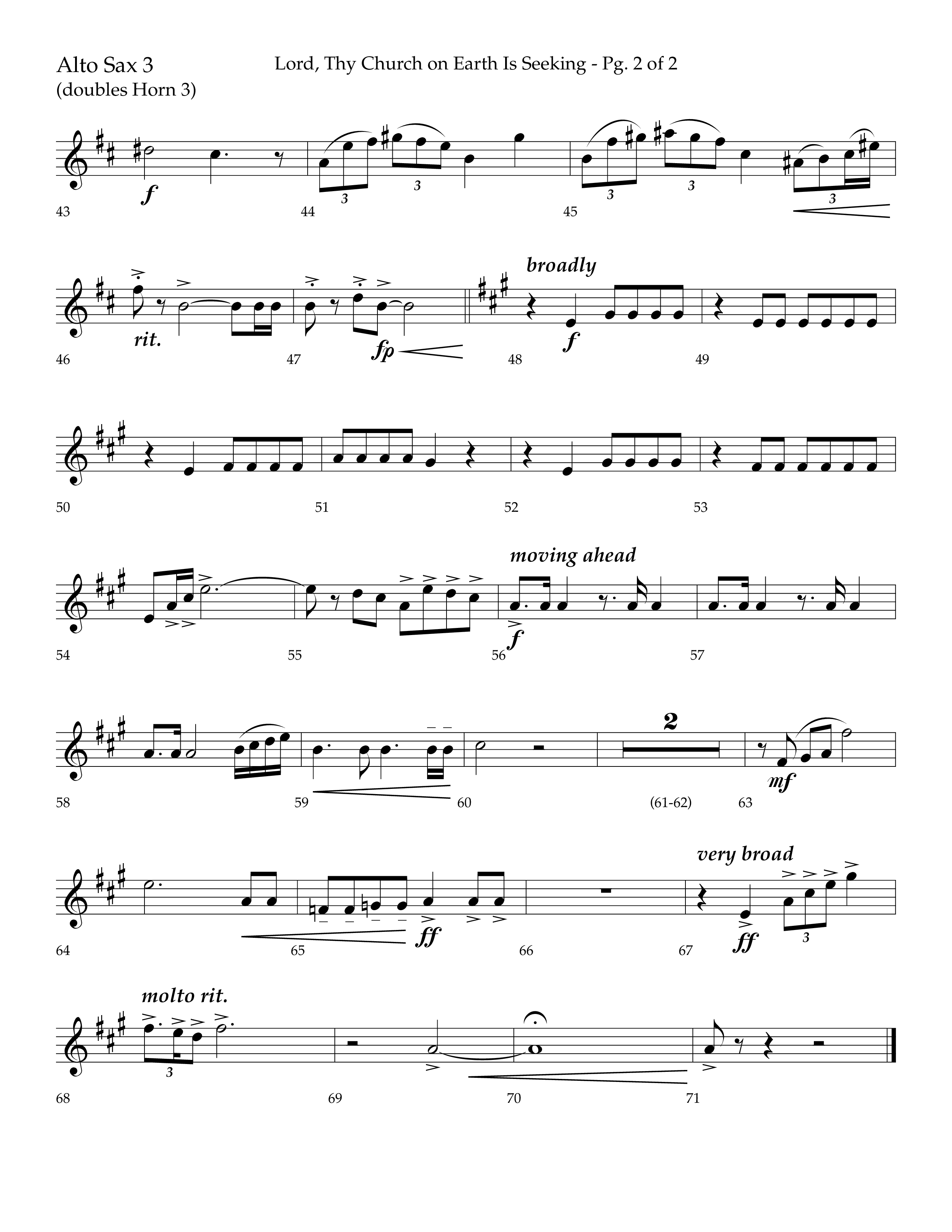 Lord Thy Church On Earth Is Seeking (Choral Anthem SATB) Alto Sax (Lifeway Choral / Arr. David Hamilton)