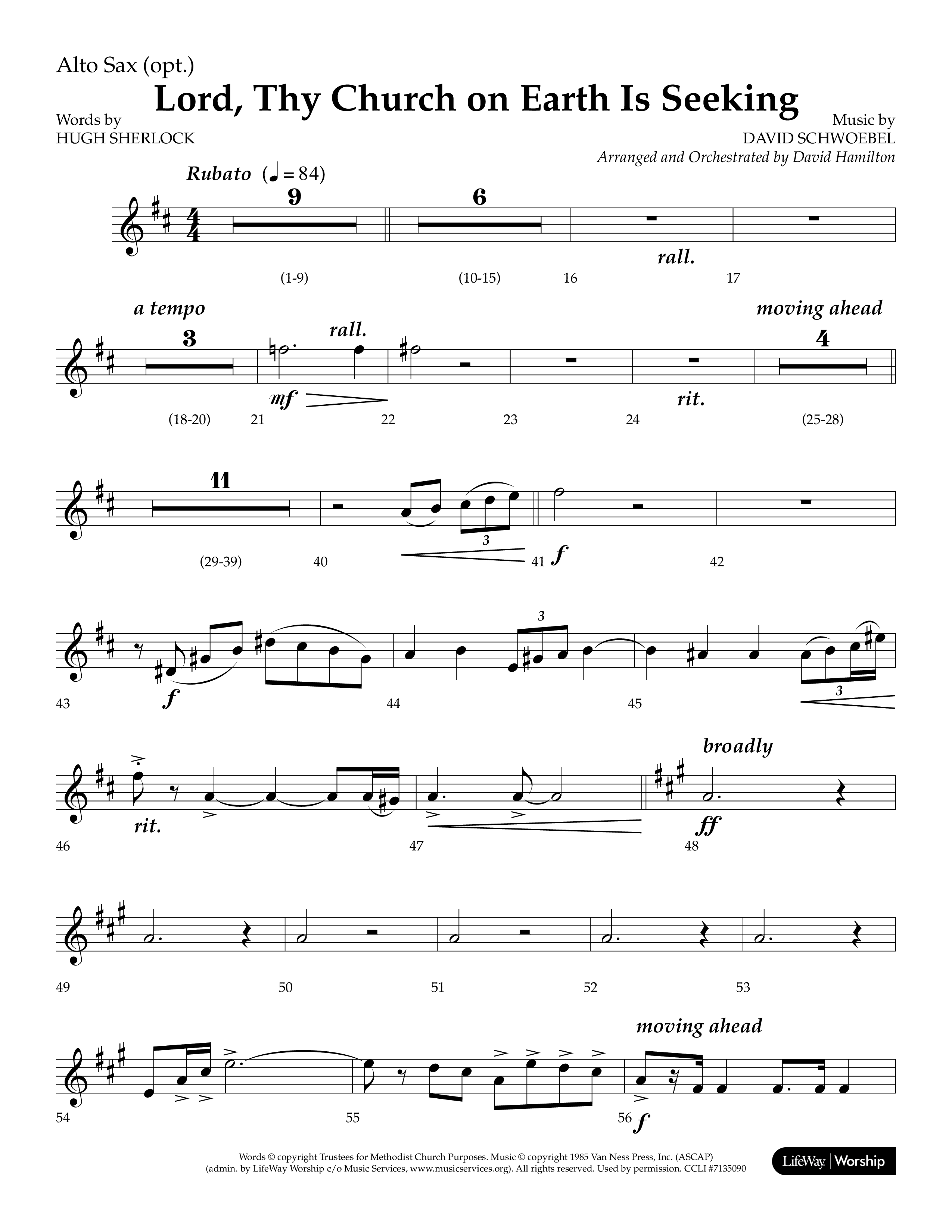 Lord Thy Church On Earth Is Seeking (Choral Anthem SATB) Alto Sax (Lifeway Choral / Arr. David Hamilton)