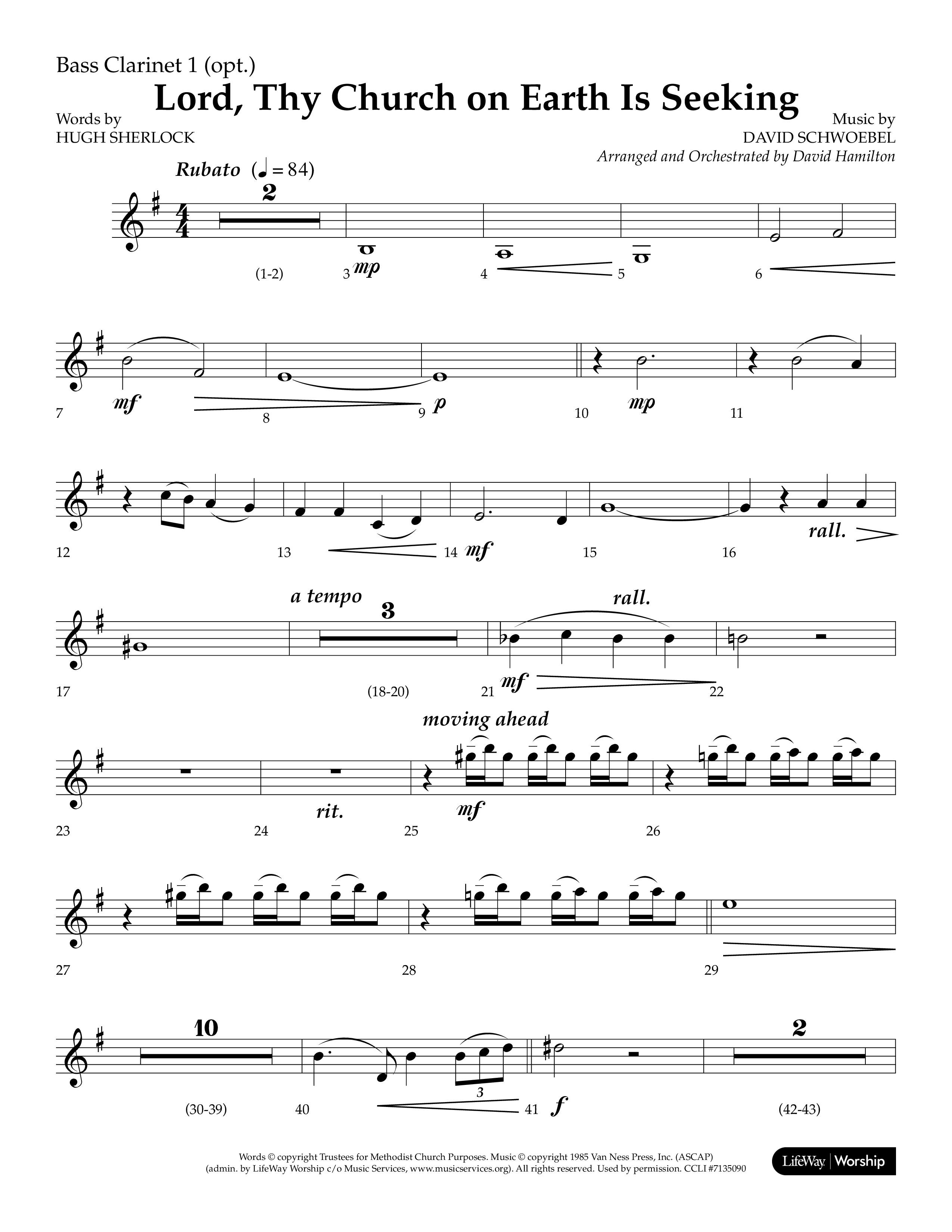 Lord Thy Church On Earth Is Seeking (Choral Anthem SATB) Bass Clarinet (Lifeway Choral / Arr. David Hamilton)