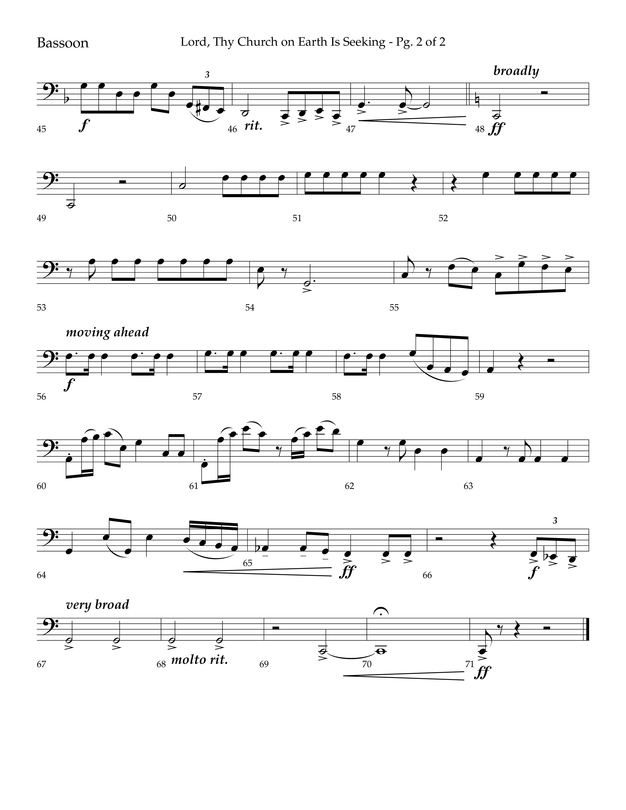 Lord Thy Church On Earth Is Seeking (Choral Anthem SATB) Bassoon (Lifeway Choral / Arr. David Hamilton)