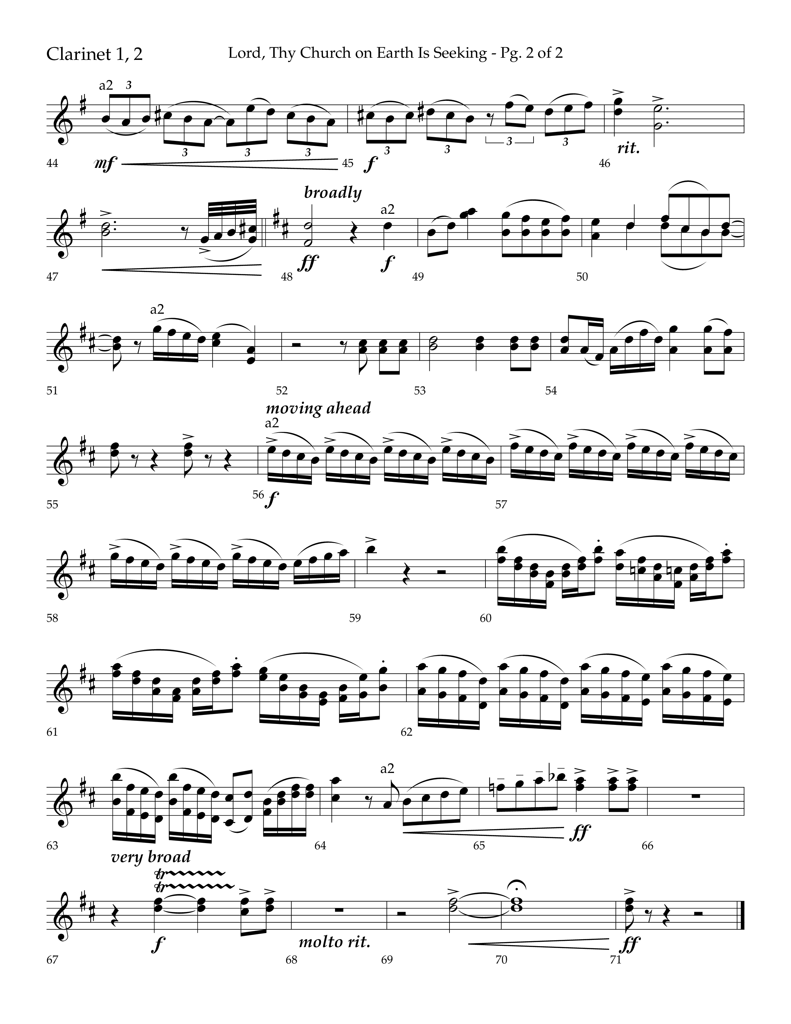 Lord Thy Church On Earth Is Seeking (Choral Anthem SATB) Clarinet 1/2 (Lifeway Choral / Arr. David Hamilton)