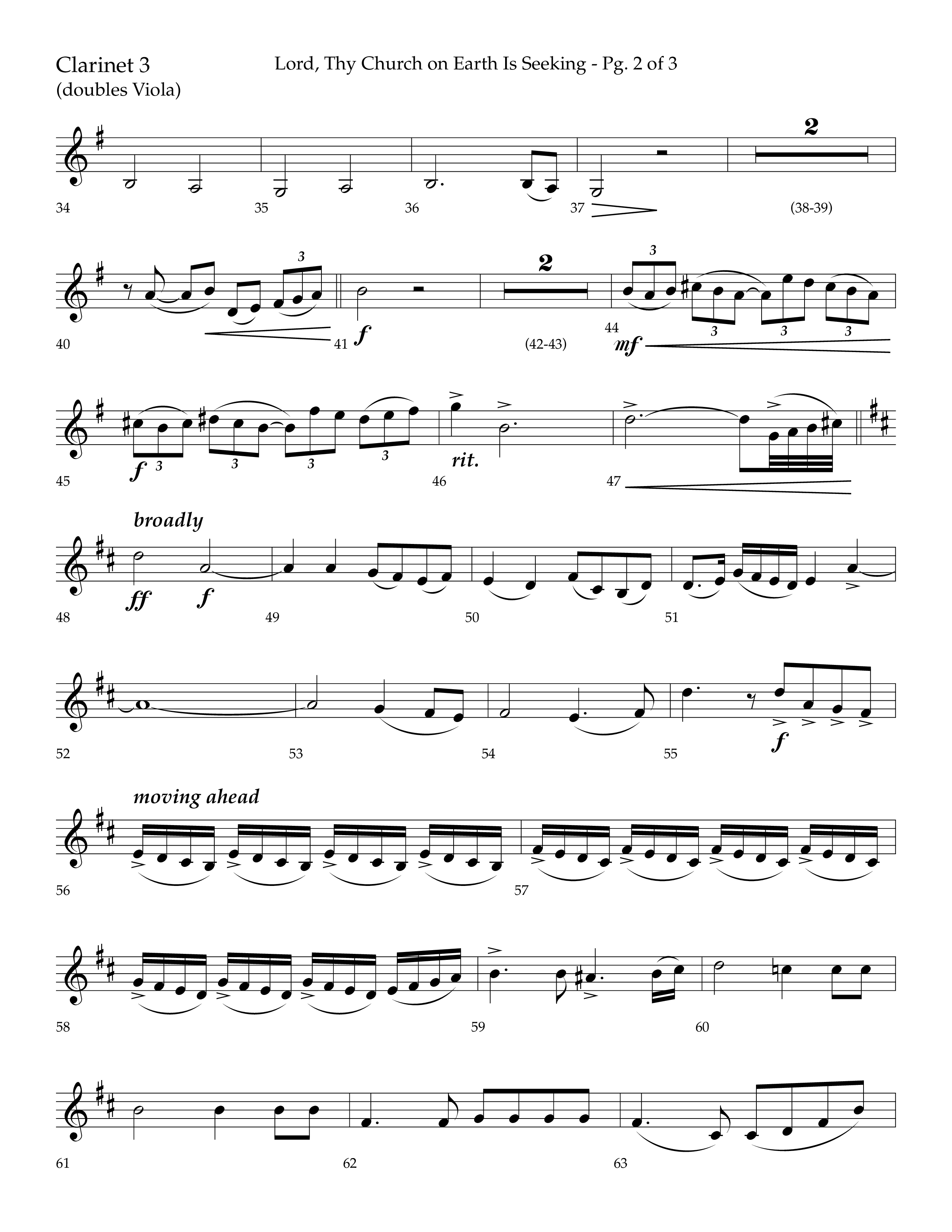 Lord Thy Church On Earth Is Seeking (Choral Anthem SATB) Clarinet 3 (Lifeway Choral / Arr. David Hamilton)