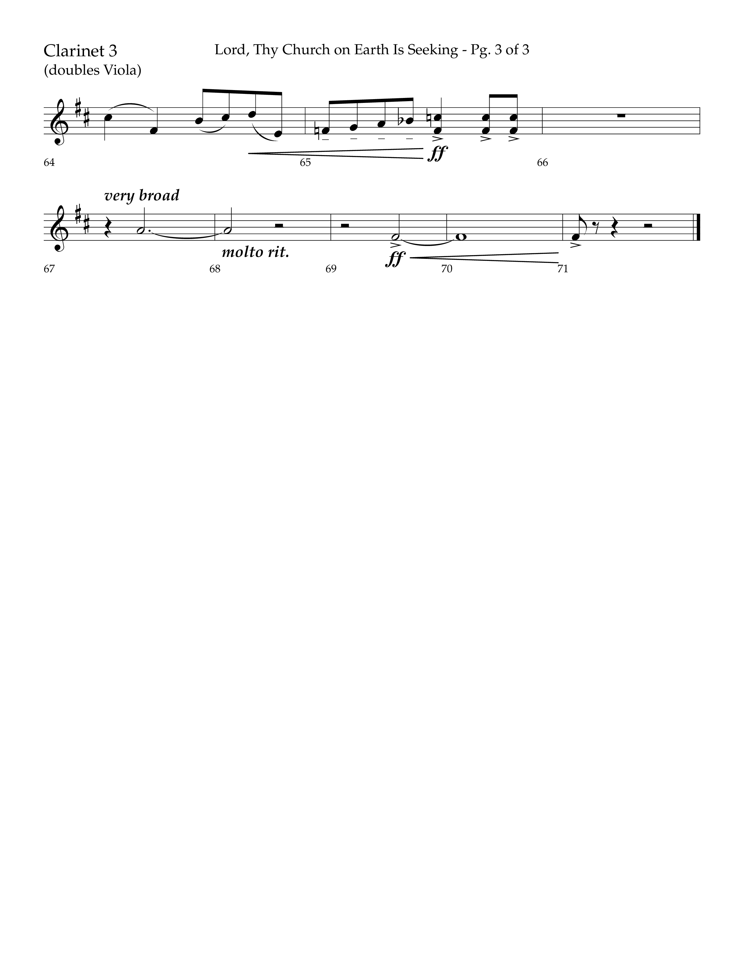 Lord Thy Church On Earth Is Seeking (Choral Anthem SATB) Clarinet 3 (Lifeway Choral / Arr. David Hamilton)