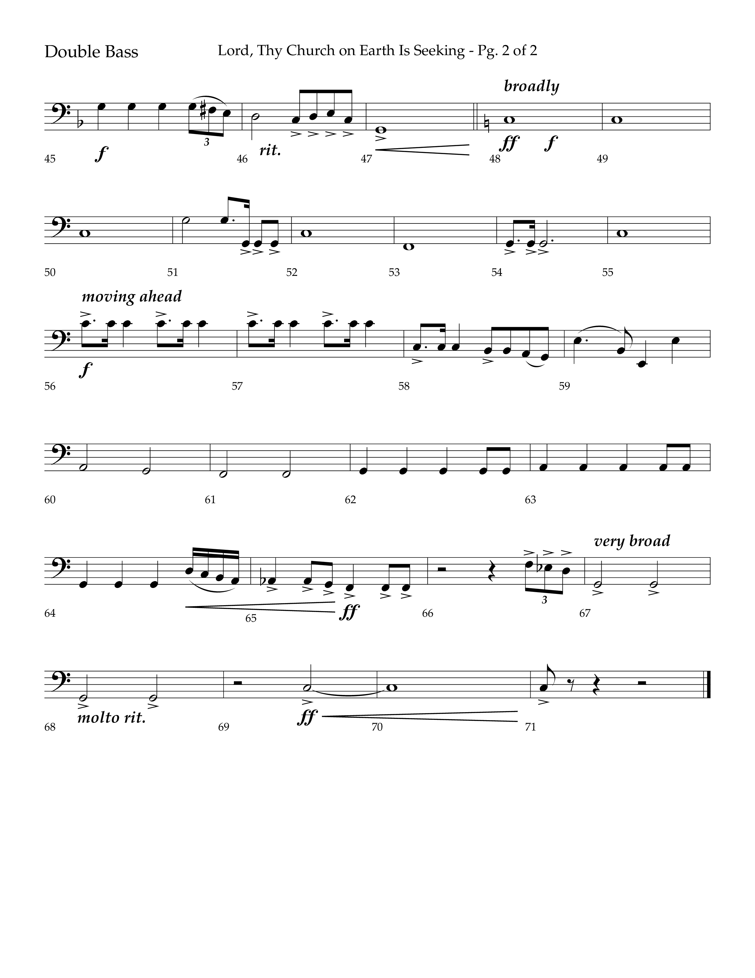 Lord Thy Church On Earth Is Seeking (Choral Anthem SATB) Double Bass (Lifeway Choral / Arr. David Hamilton)