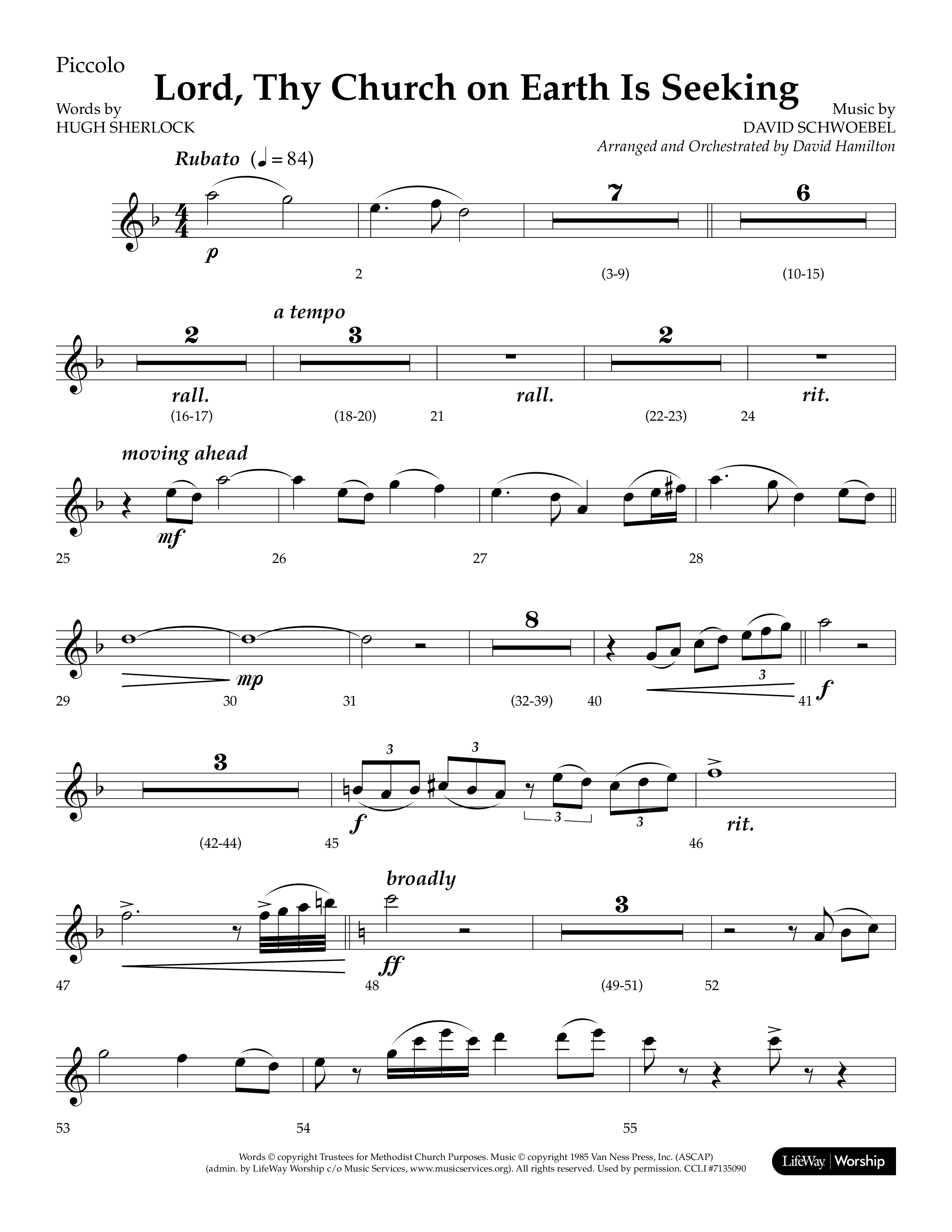 Lord Thy Church On Earth Is Seeking (Choral Anthem SATB) Flute/Piccolo (Lifeway Choral / Arr. David Hamilton)