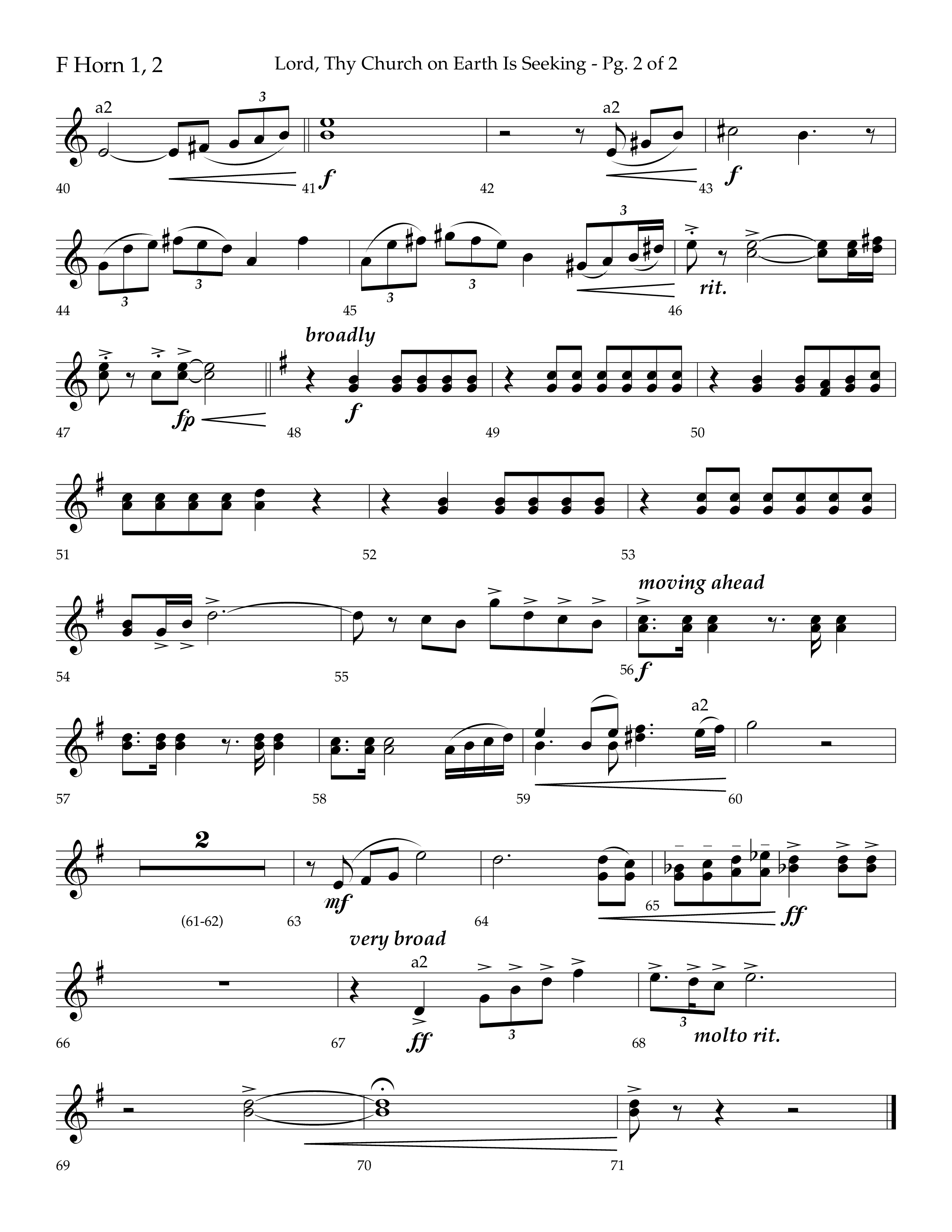 Lord Thy Church On Earth Is Seeking (Choral Anthem SATB) French Horn 1/2 (Lifeway Choral / Arr. David Hamilton)