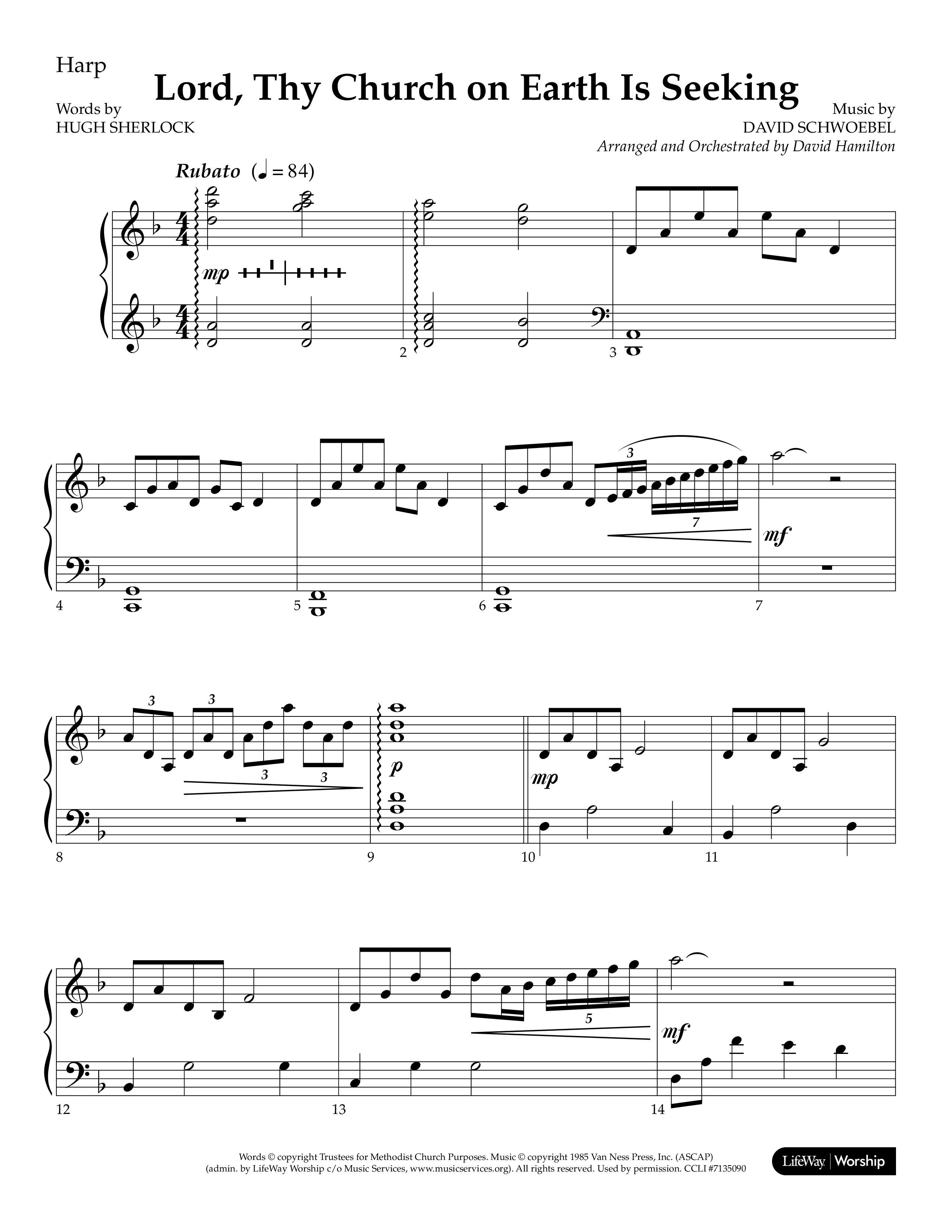 Lord Thy Church On Earth Is Seeking (Choral Anthem SATB) Harp (Lifeway Choral / Arr. David Hamilton)