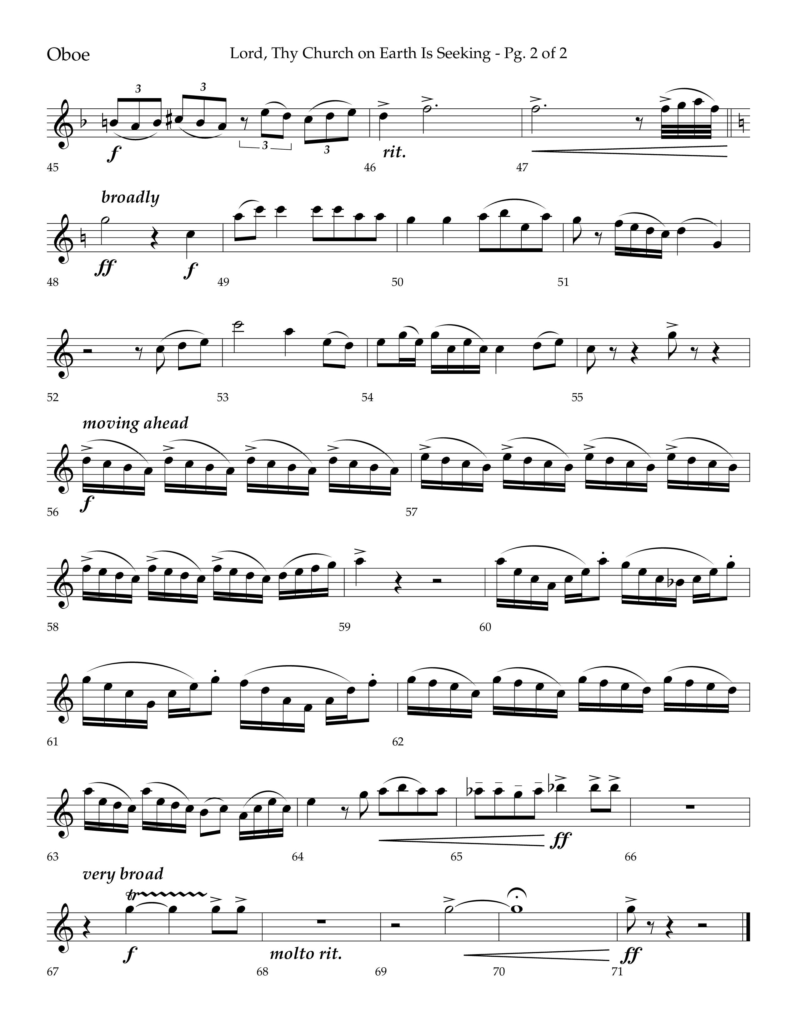 Lord Thy Church On Earth Is Seeking (Choral Anthem SATB) Oboe (Lifeway Choral / Arr. David Hamilton)