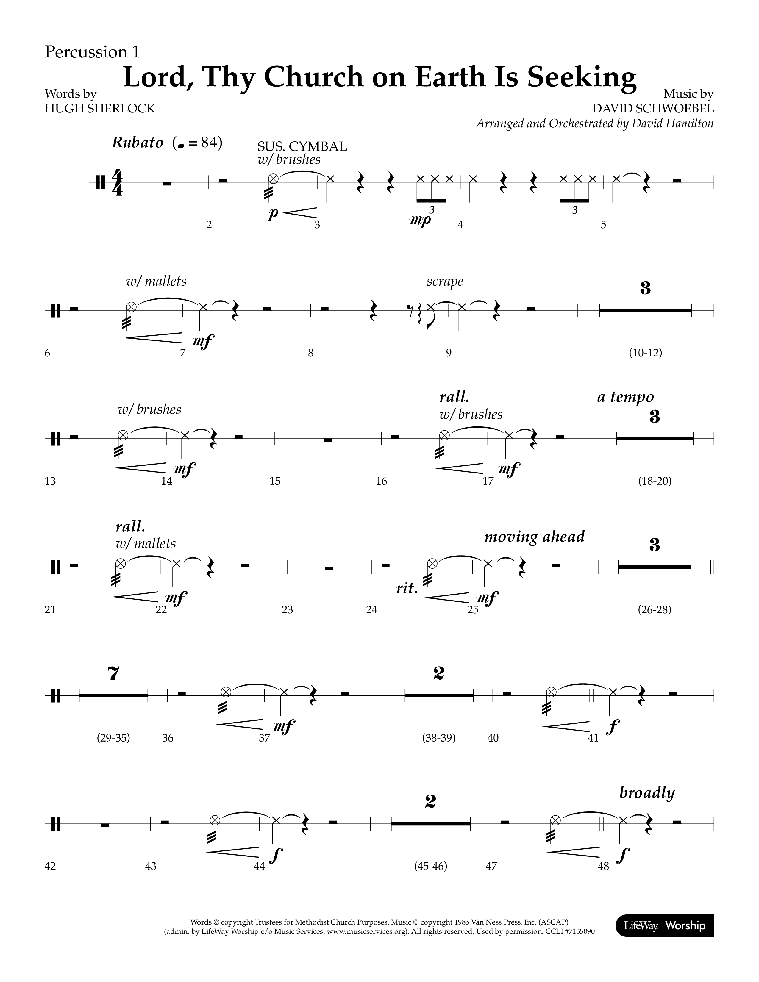 Lord Thy Church On Earth Is Seeking (Choral Anthem SATB) Percussion (Lifeway Choral / Arr. David Hamilton)