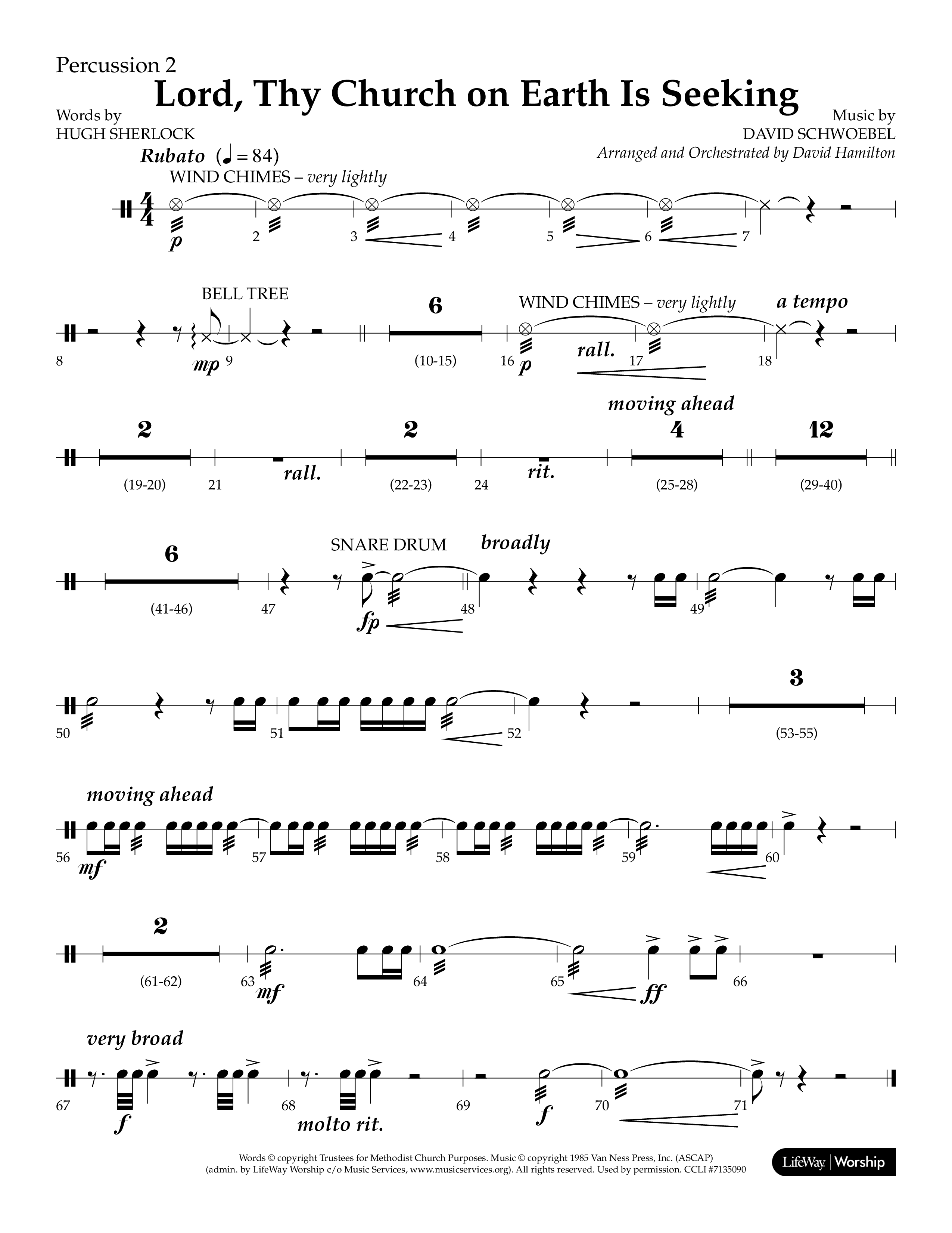 Lord Thy Church On Earth Is Seeking (Choral Anthem SATB) Percussion (Lifeway Choral / Arr. David Hamilton)