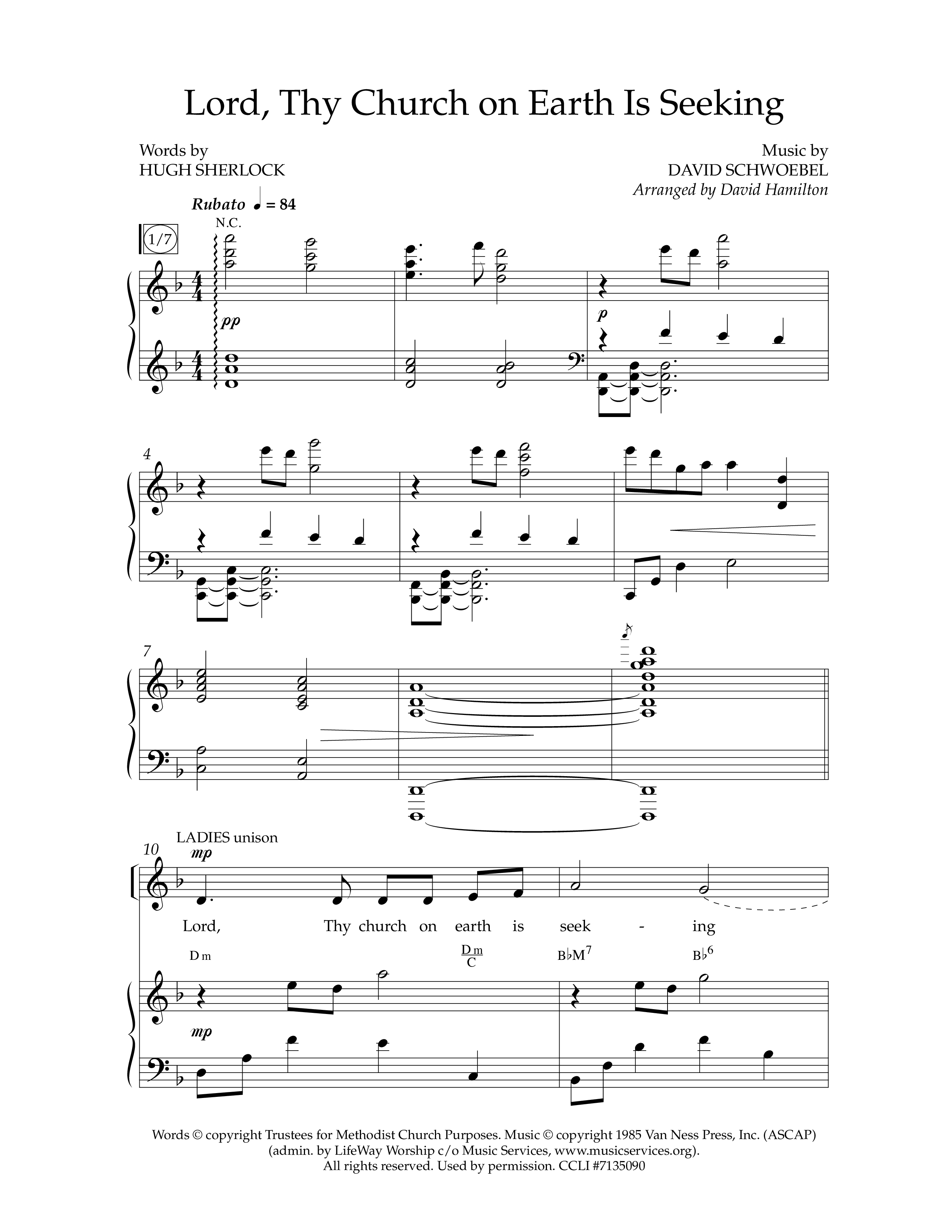 Lord Thy Church On Earth Is Seeking (Choral Anthem SATB) Anthem (SATB/Piano) (Lifeway Choral / Arr. David Hamilton)