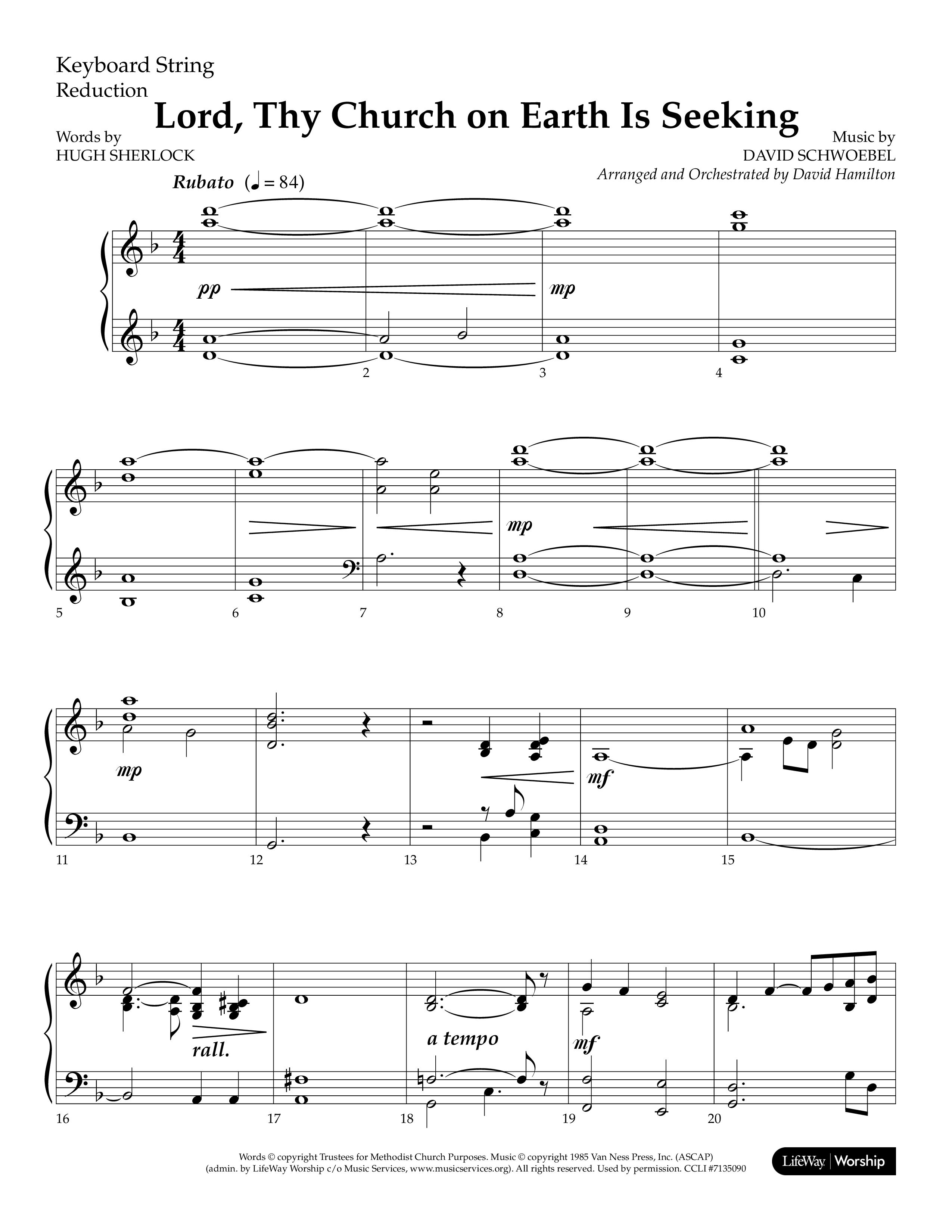 Lord Thy Church On Earth Is Seeking (Choral Anthem SATB) String Reduction (Lifeway Choral / Arr. David Hamilton)