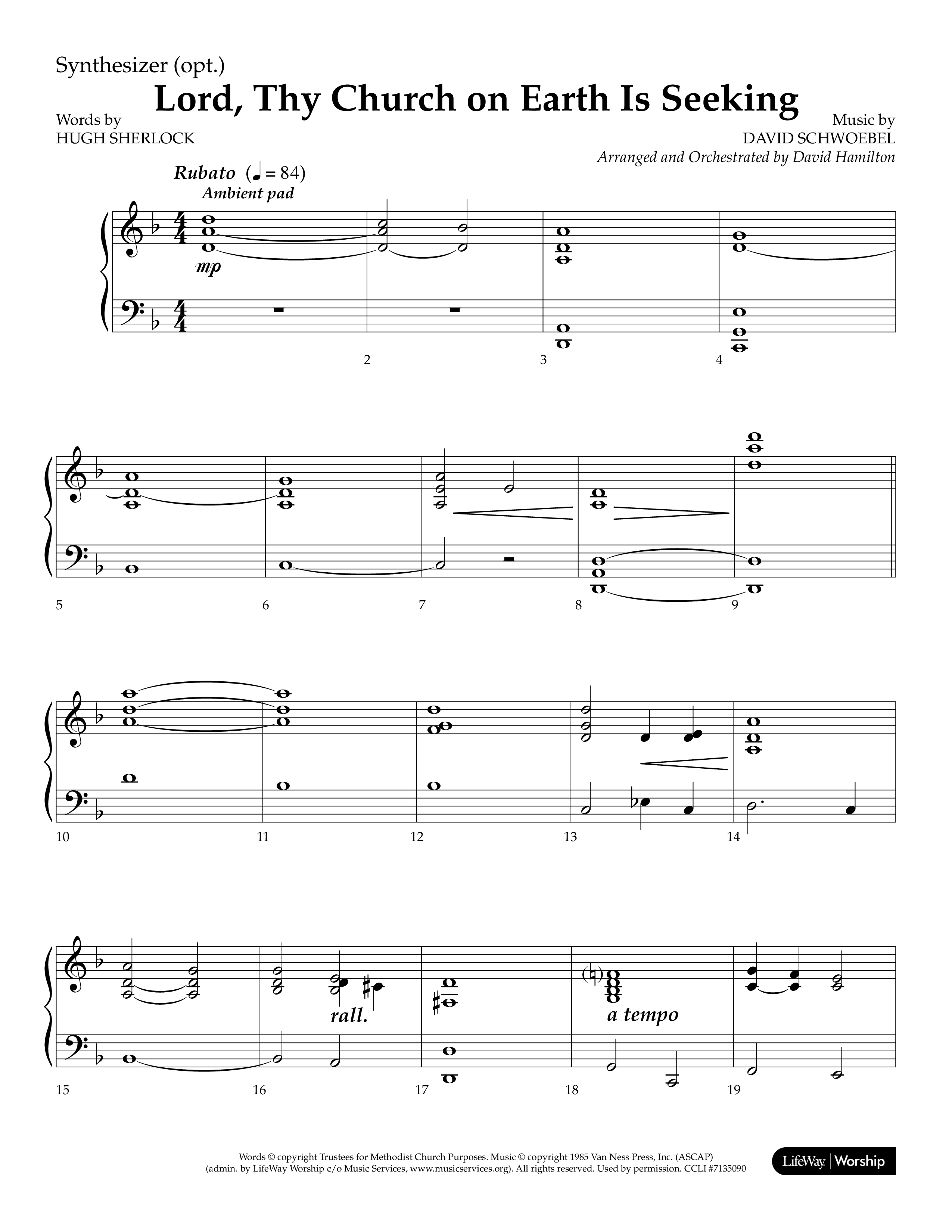 Lord Thy Church On Earth Is Seeking (Choral Anthem SATB) Synth (Lifeway Choral / Arr. David Hamilton)