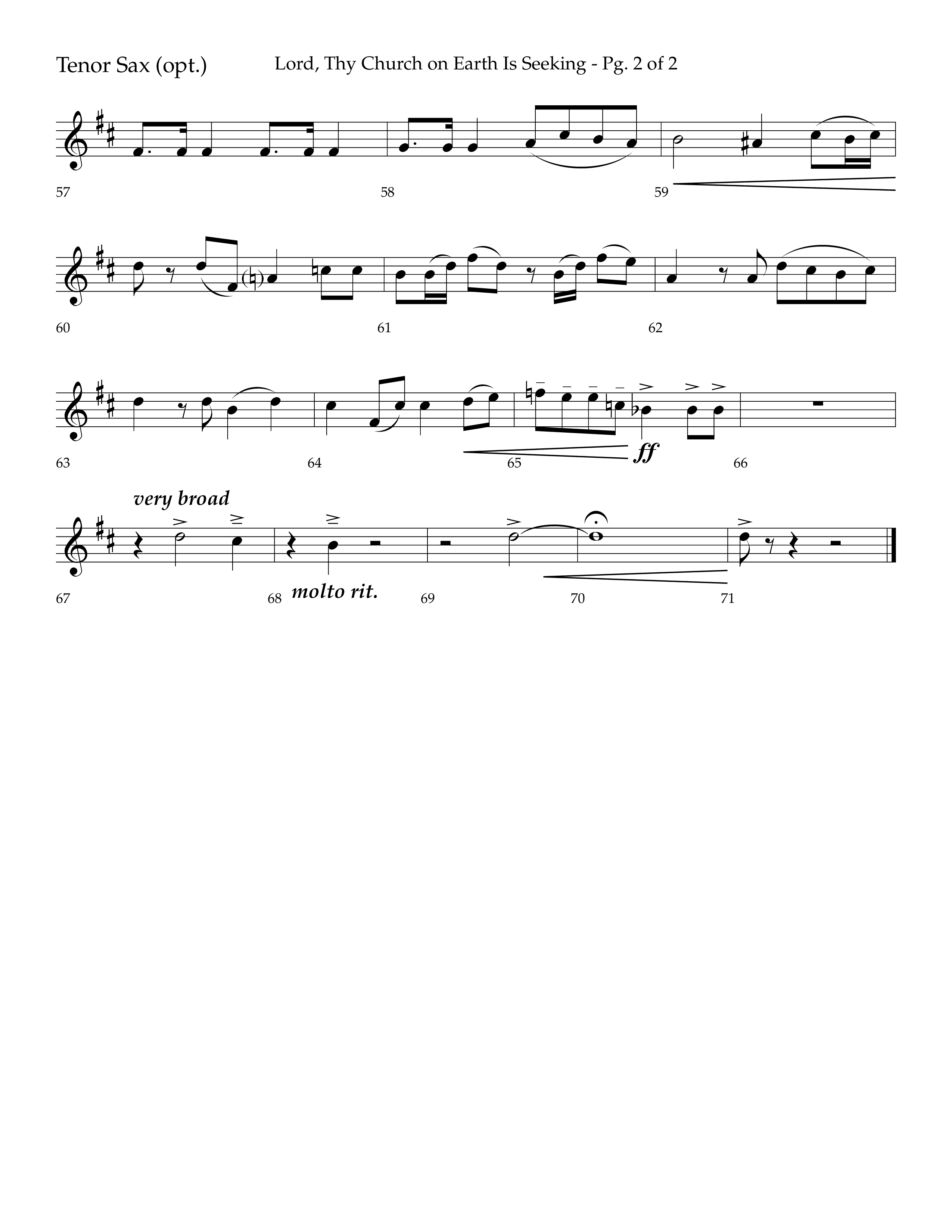 Lord Thy Church On Earth Is Seeking (Choral Anthem SATB) Tenor Sax 1 (Lifeway Choral / Arr. David Hamilton)