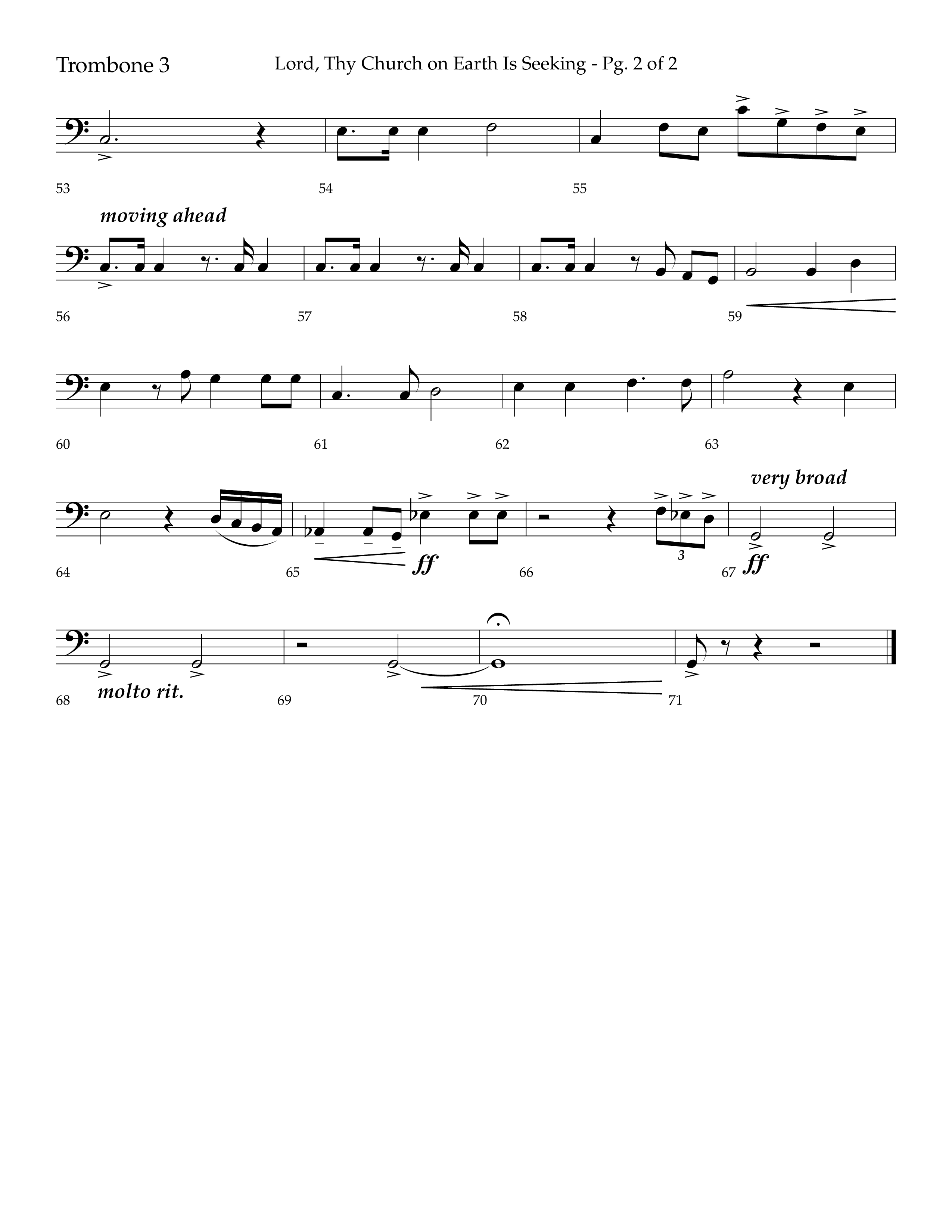 Lord Thy Church On Earth Is Seeking (Choral Anthem SATB) Trombone 3 (Lifeway Choral / Arr. David Hamilton)