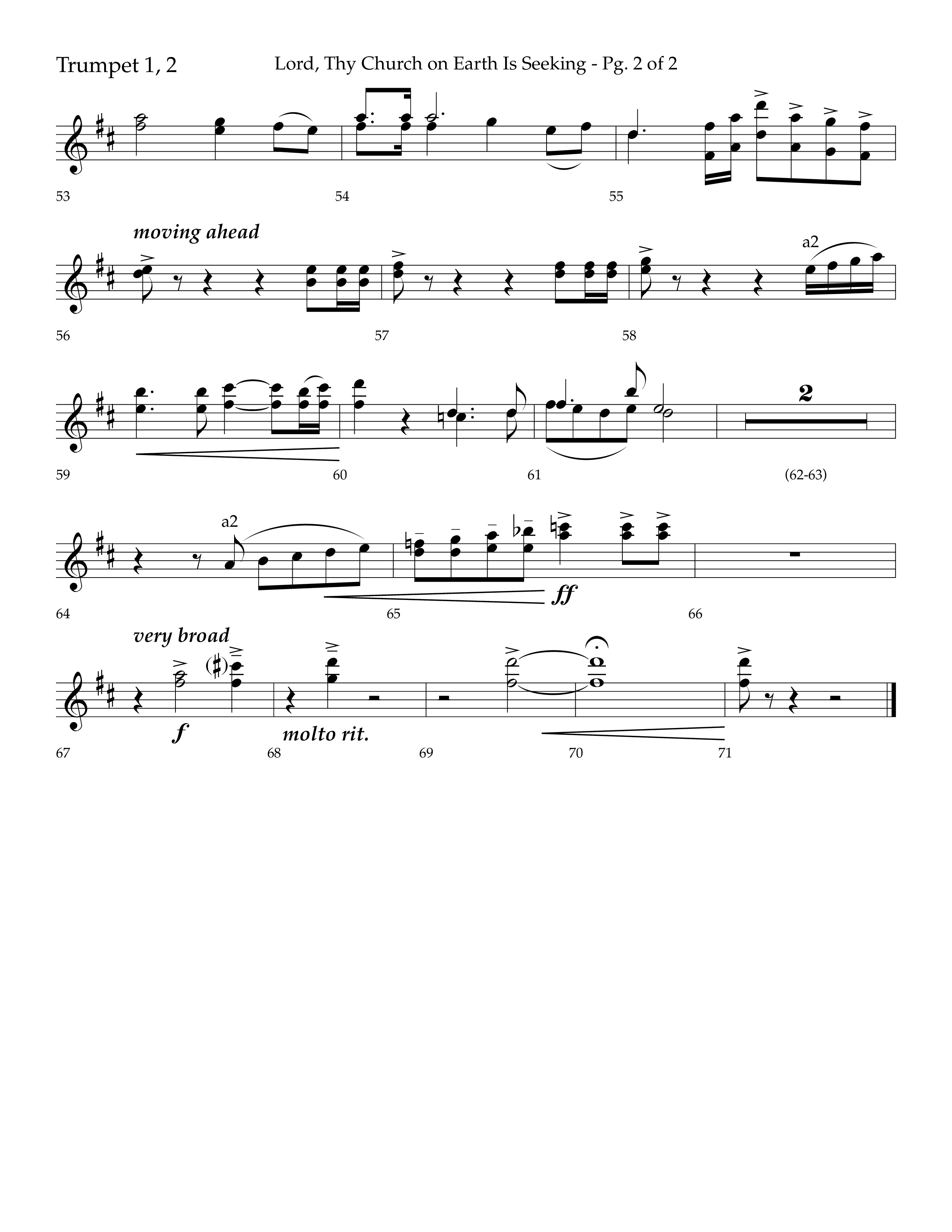 Lord Thy Church On Earth Is Seeking (Choral Anthem SATB) Trumpet 1,2 (Lifeway Choral / Arr. David Hamilton)