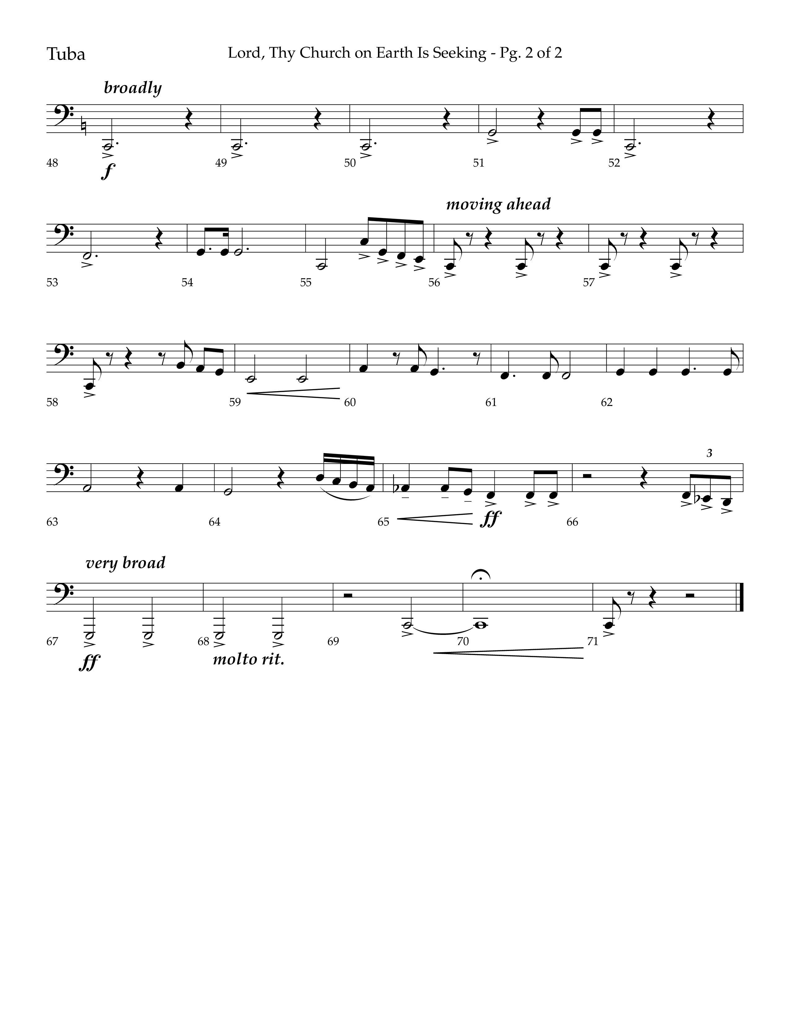 Lord Thy Church On Earth Is Seeking (Choral Anthem SATB) Tuba (Lifeway Choral / Arr. David Hamilton)