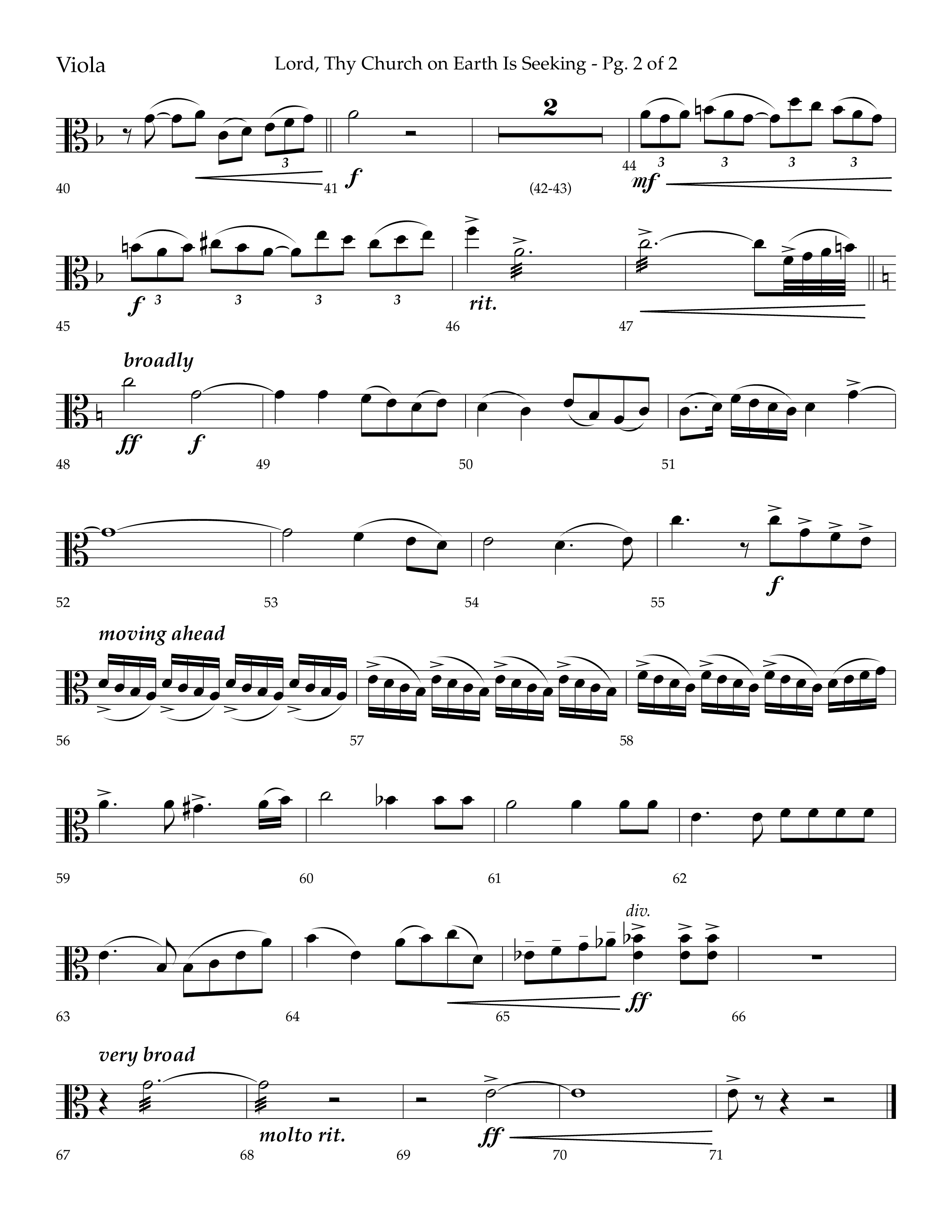 Lord Thy Church On Earth Is Seeking (Choral Anthem SATB) Viola (Lifeway Choral / Arr. David Hamilton)
