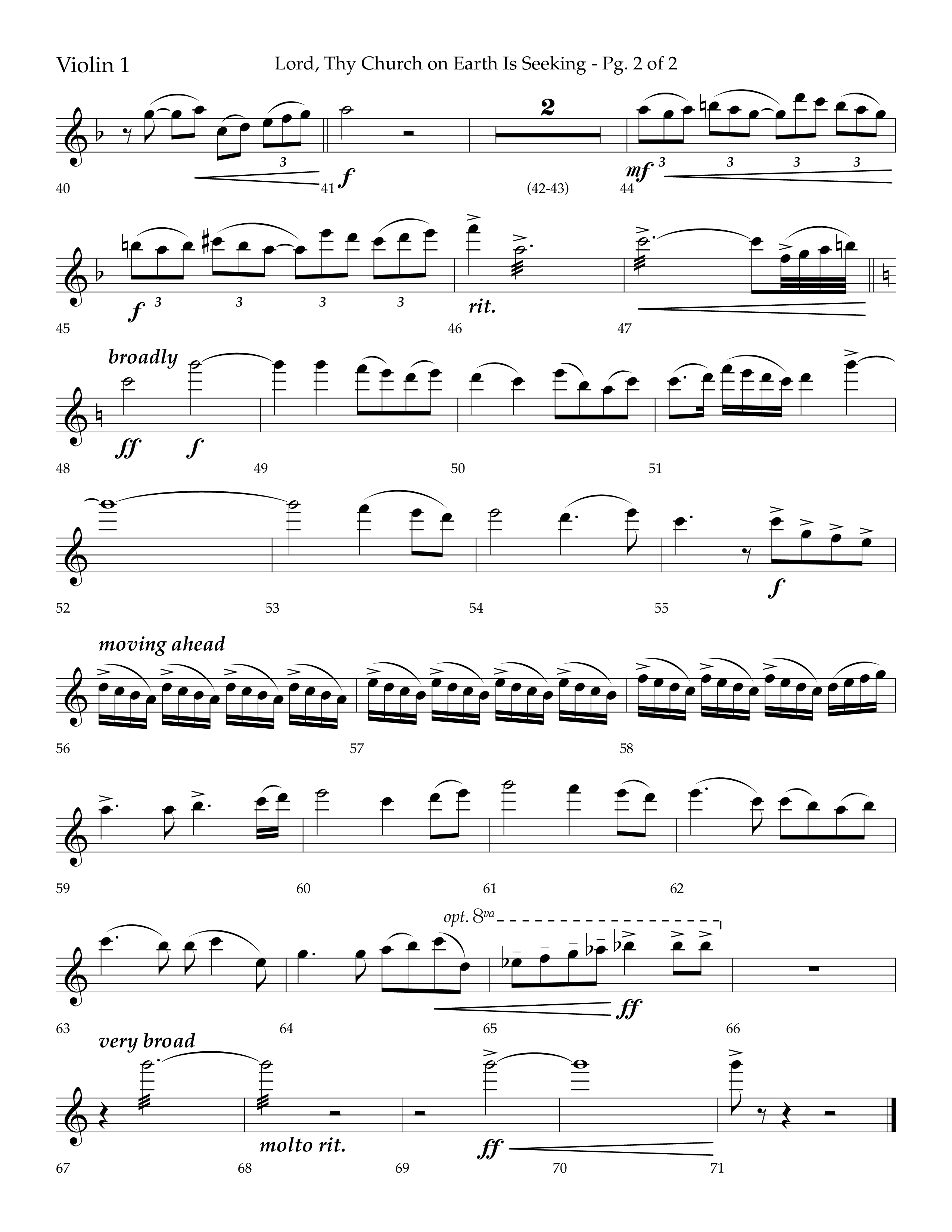 Lord Thy Church On Earth Is Seeking (Choral Anthem SATB) Violin 1 (Lifeway Choral / Arr. David Hamilton)