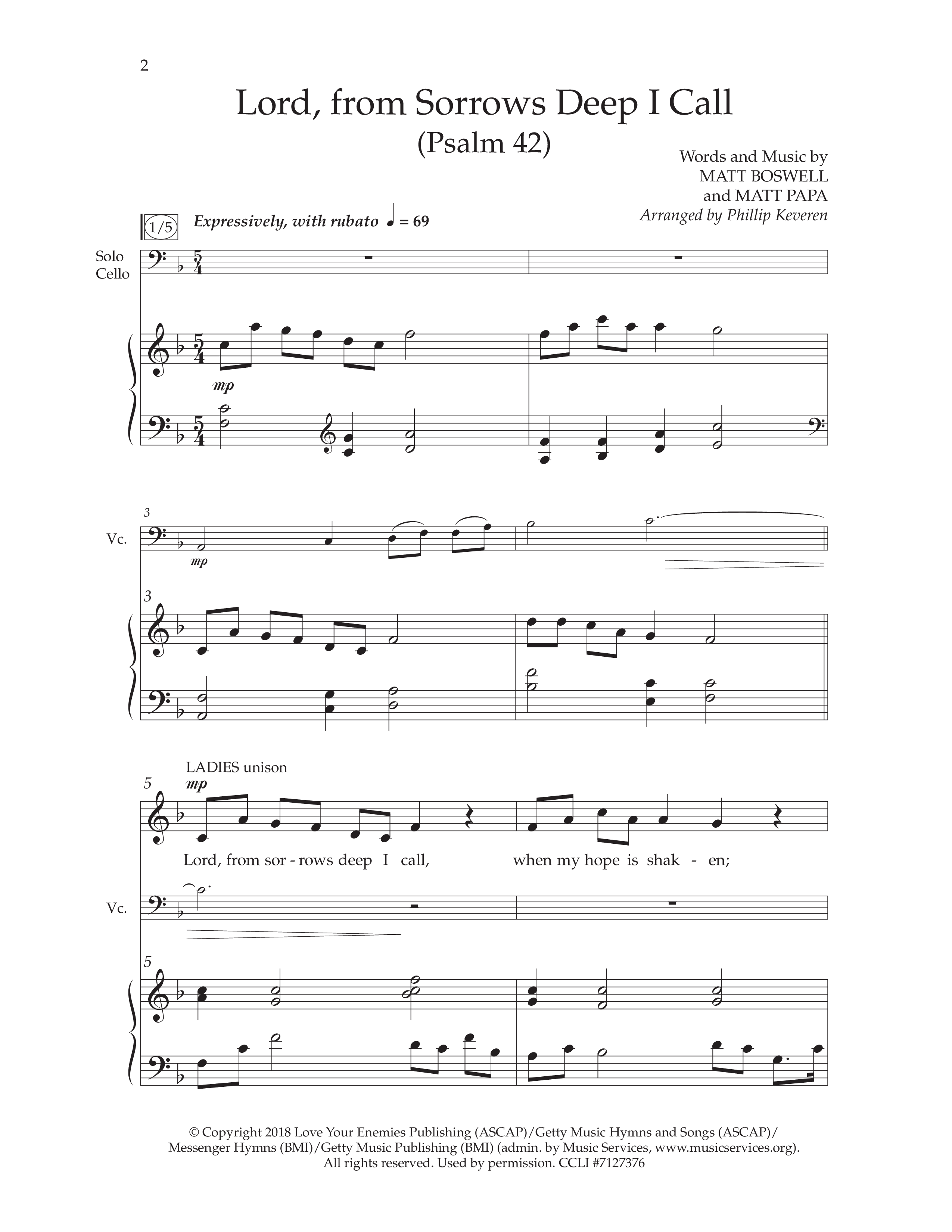 Lord From Sorrows Deep I Call (Psalm 42) (Choral Anthem SATB) Anthem (SATB/Piano) (Lifeway Choral / Arr. Phillip Keveren)