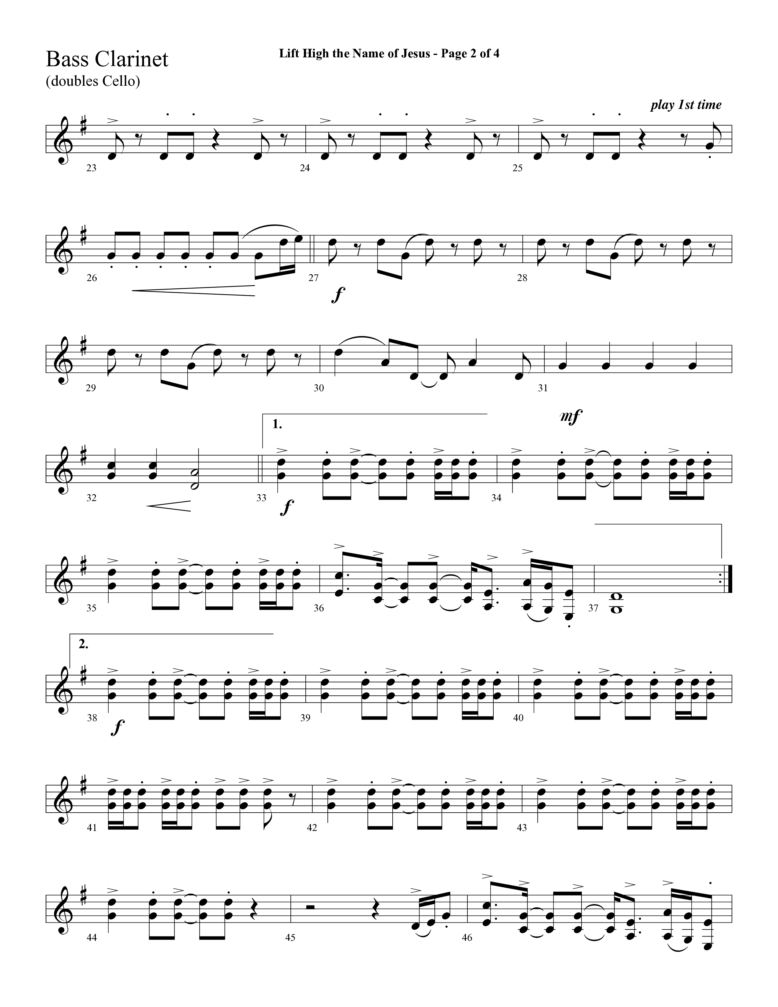 Lift High The Name Of Jesus (Choral Anthem SATB) Bass Clarinet (Lifeway Choral / Arr. David Hamilton)