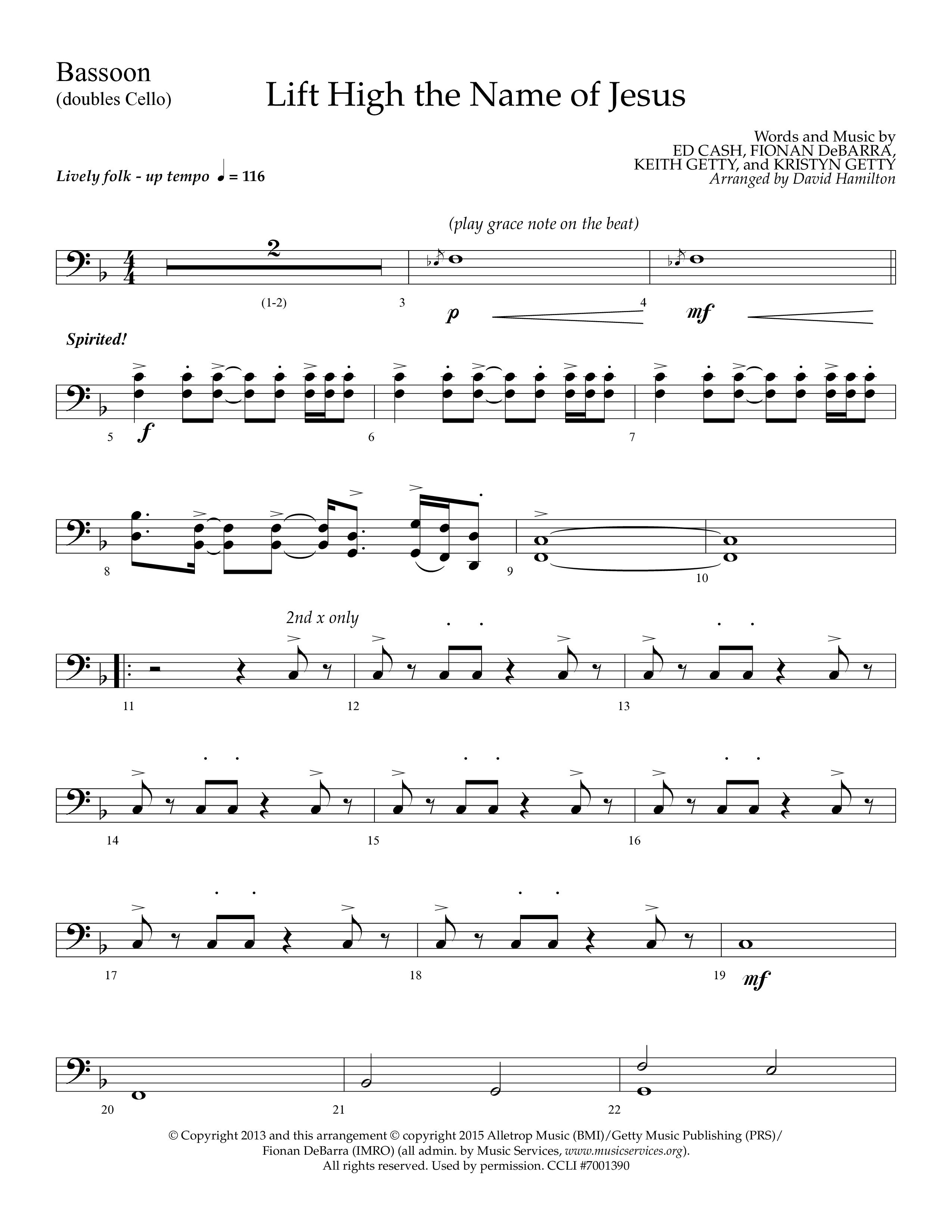 Lift High The Name Of Jesus (Choral Anthem SATB) Bassoon (Lifeway Choral / Arr. David Hamilton)