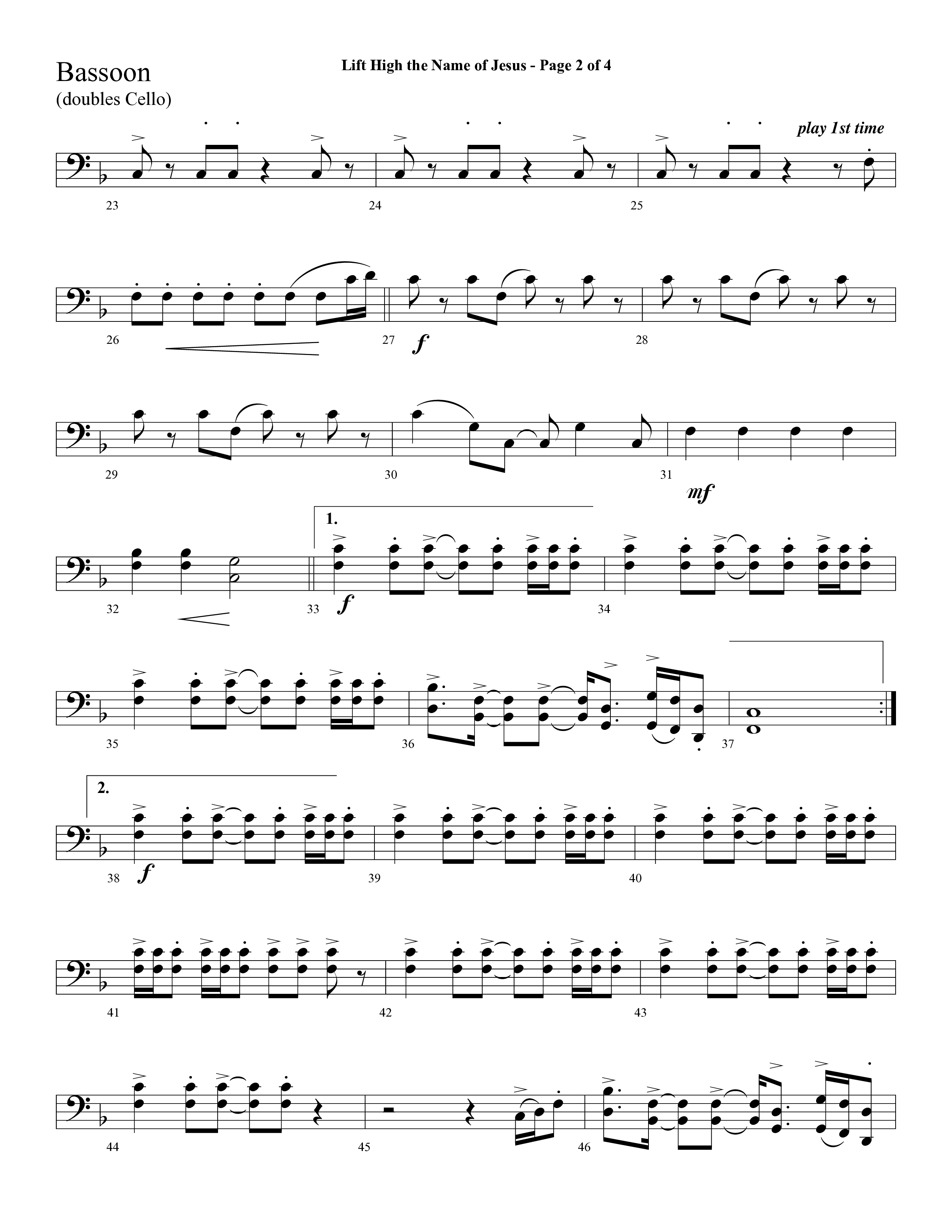 Lift High The Name Of Jesus (Choral Anthem SATB) Bassoon (Lifeway Choral / Arr. David Hamilton)