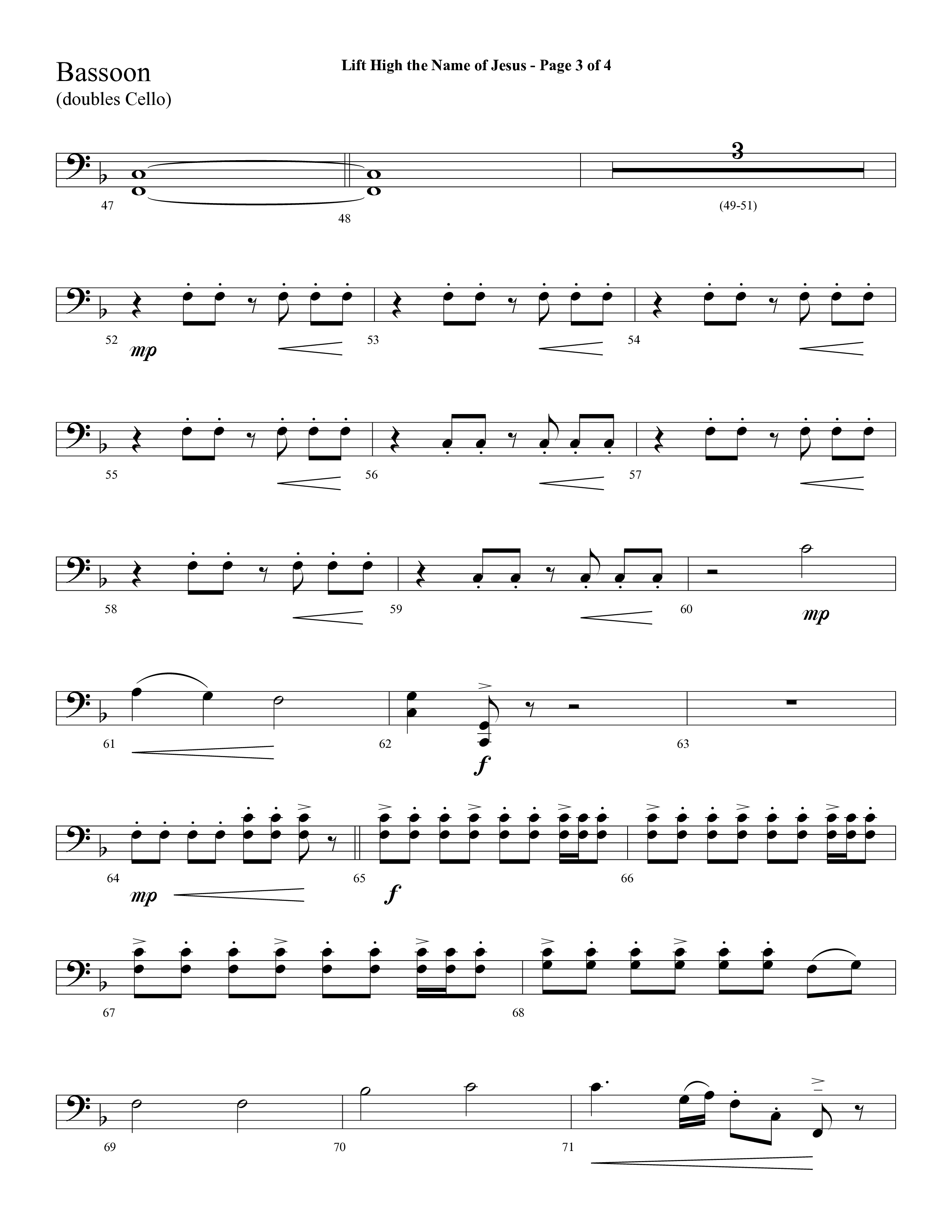 Lift High The Name Of Jesus (Choral Anthem SATB) Bassoon (Lifeway Choral / Arr. David Hamilton)