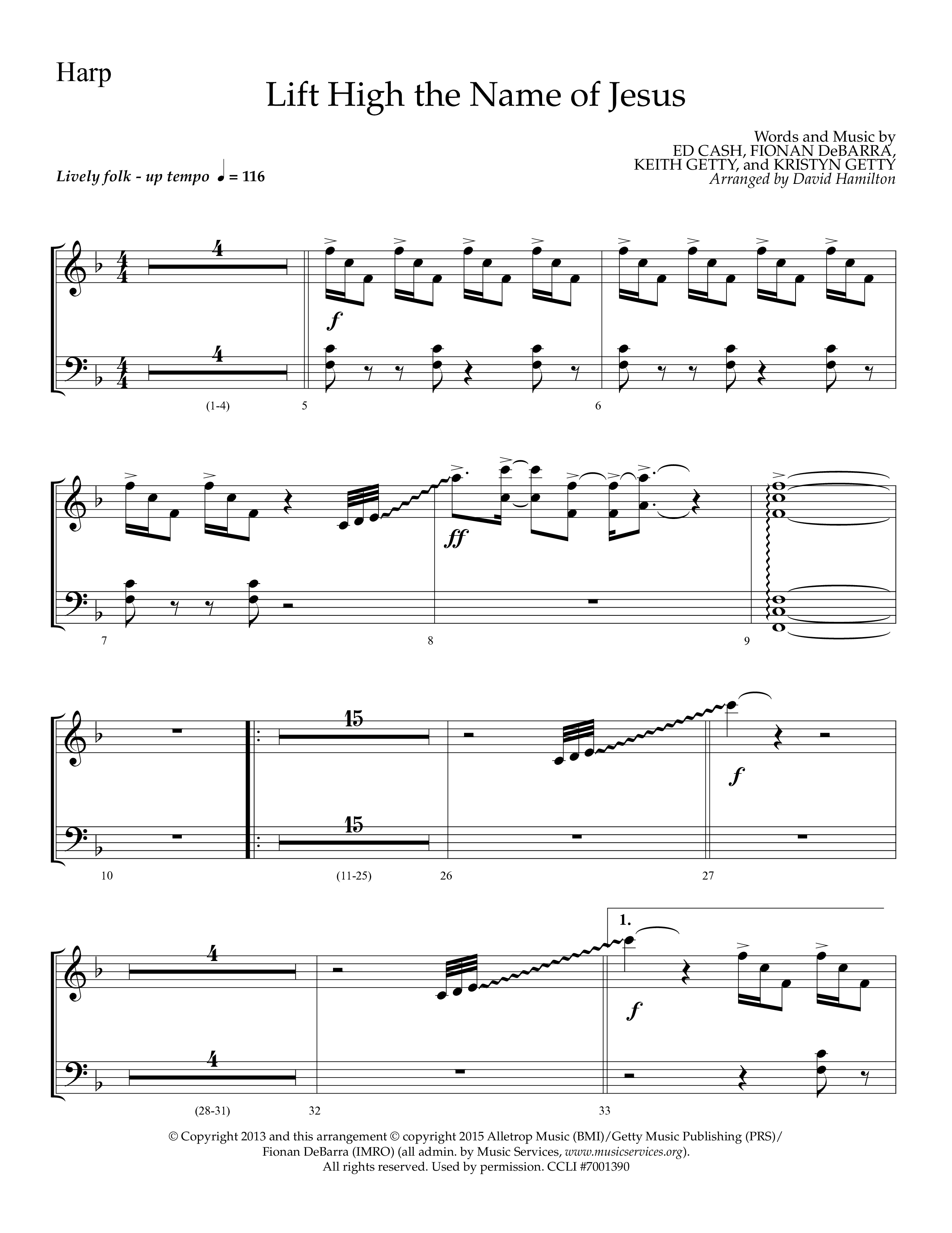 Lift High The Name Of Jesus (Choral Anthem SATB) Harp (Lifeway Choral / Arr. David Hamilton)