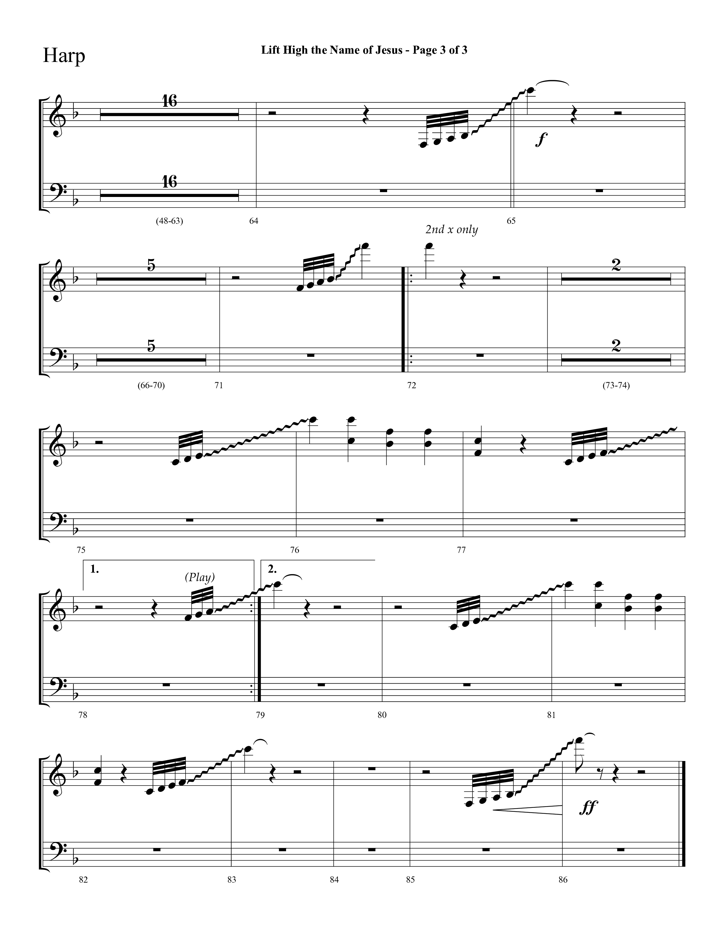 Lift High The Name Of Jesus (Choral Anthem SATB) Harp (Lifeway Choral / Arr. David Hamilton)