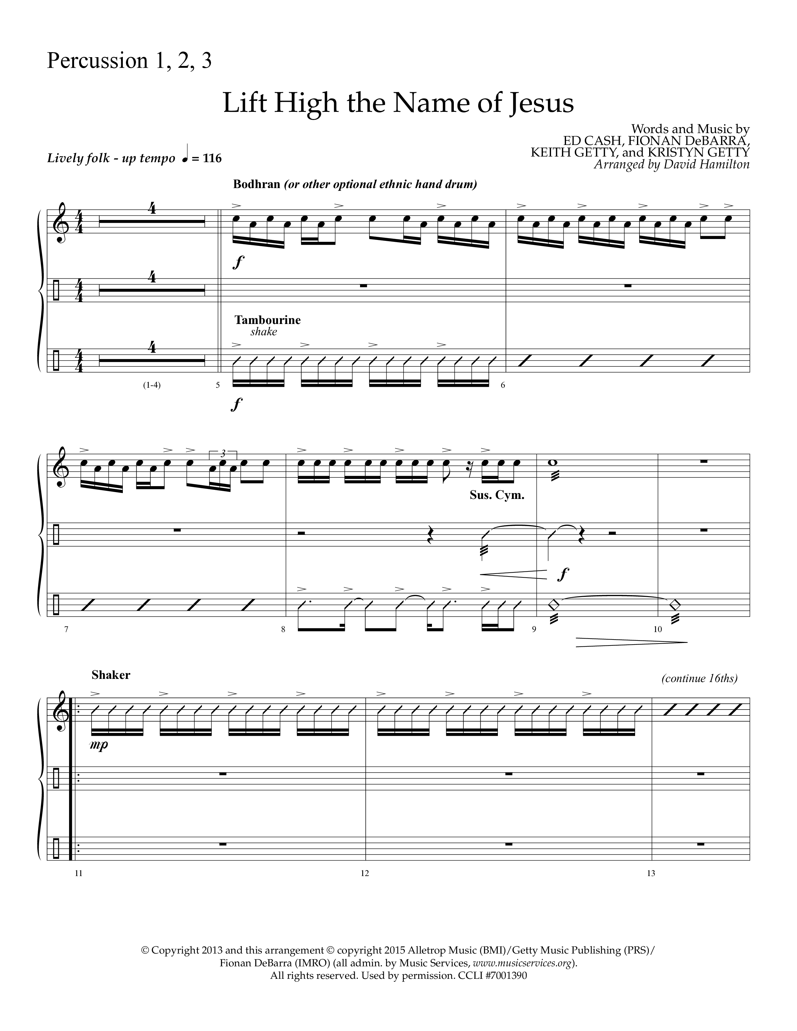 Lift High The Name Of Jesus (Choral Anthem SATB) Percussion 1/2 (Lifeway Choral / Arr. David Hamilton)