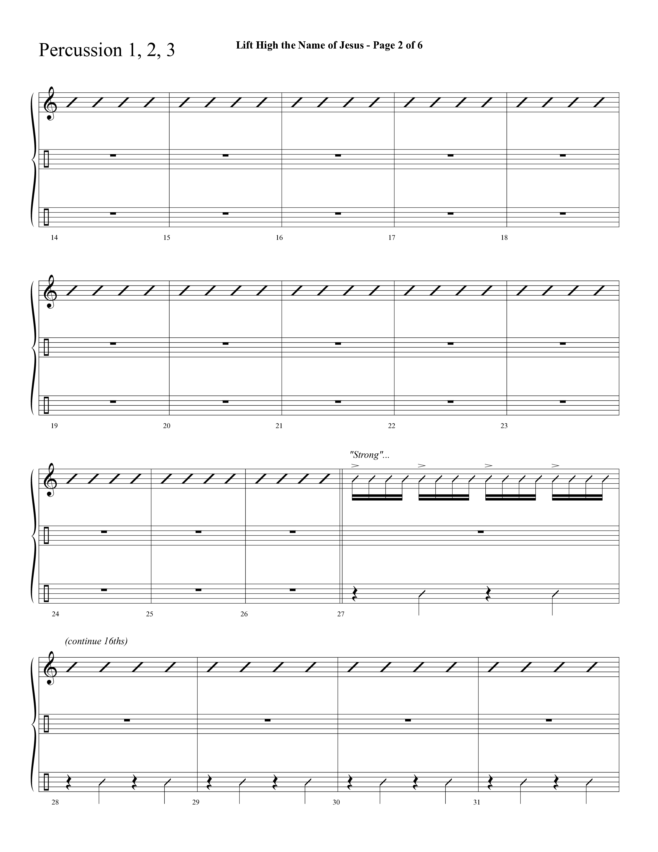 Lift High The Name Of Jesus (Choral Anthem SATB) Percussion 1/2 (Lifeway Choral / Arr. David Hamilton)