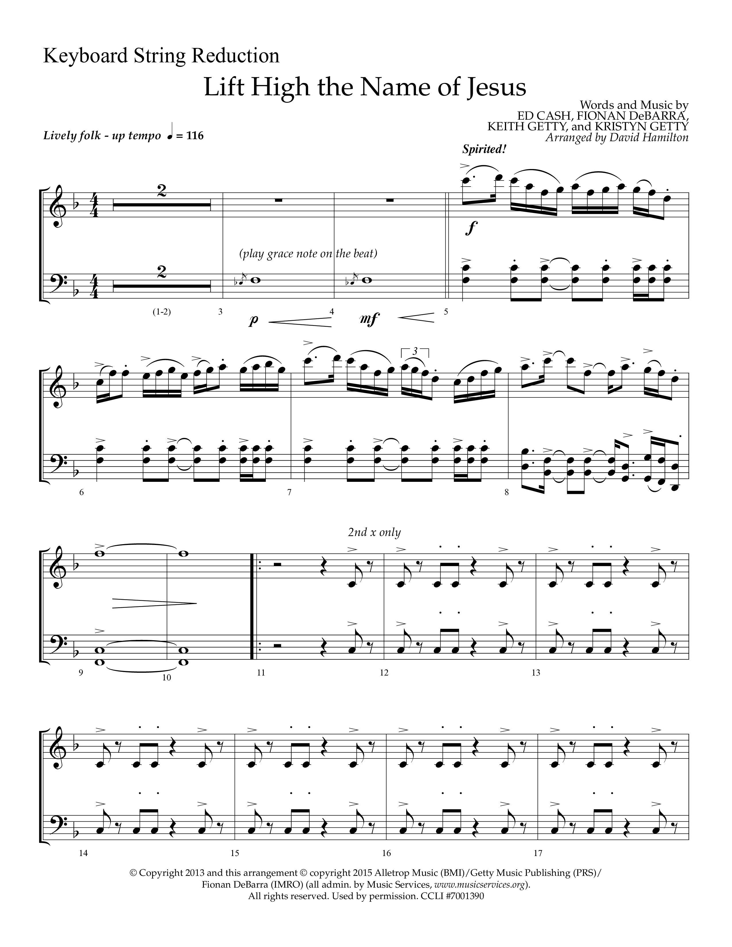 Lift High The Name Of Jesus (Choral Anthem SATB) String Reduction (Lifeway Choral / Arr. David Hamilton)