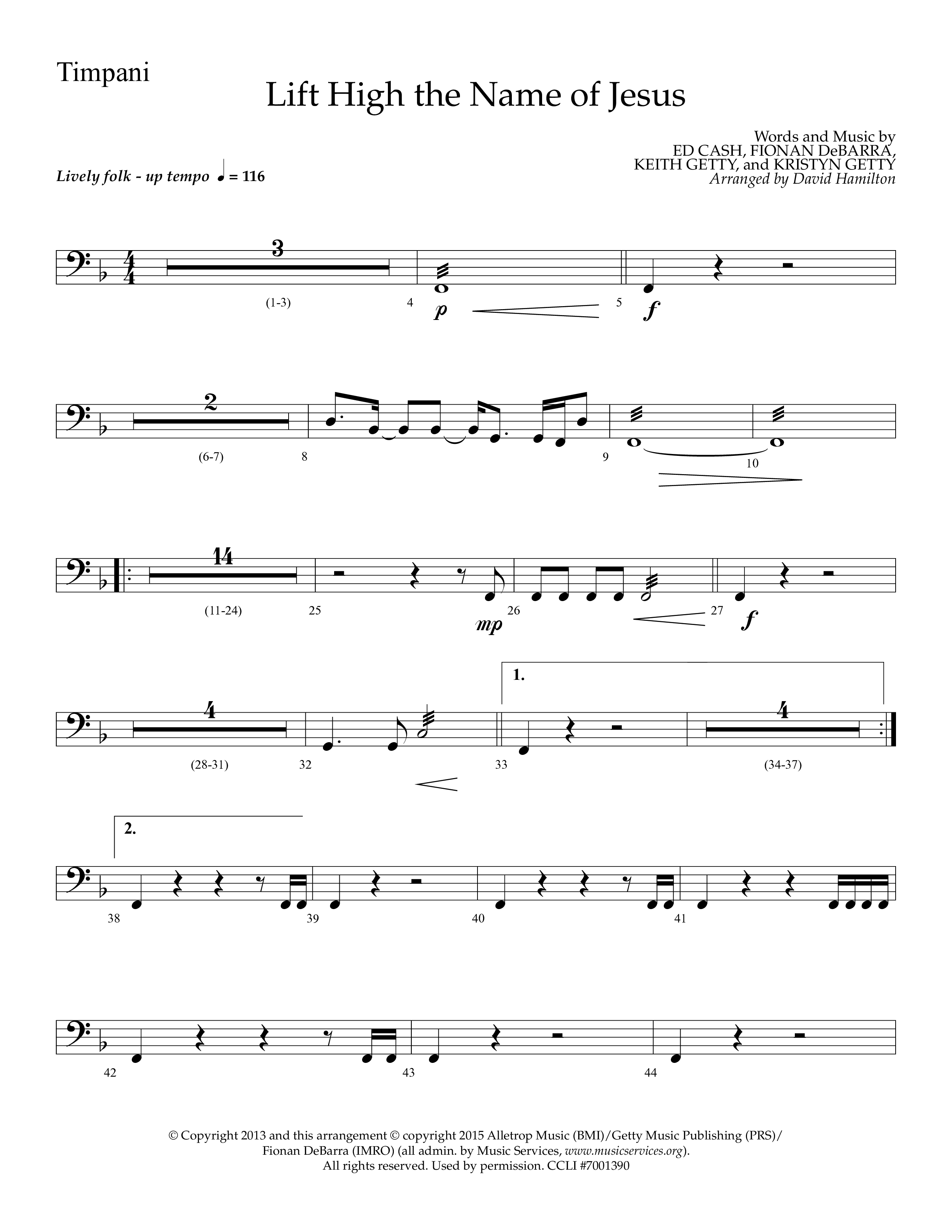 Lift High The Name Of Jesus (Choral Anthem SATB) Timpani (Lifeway Choral / Arr. David Hamilton)