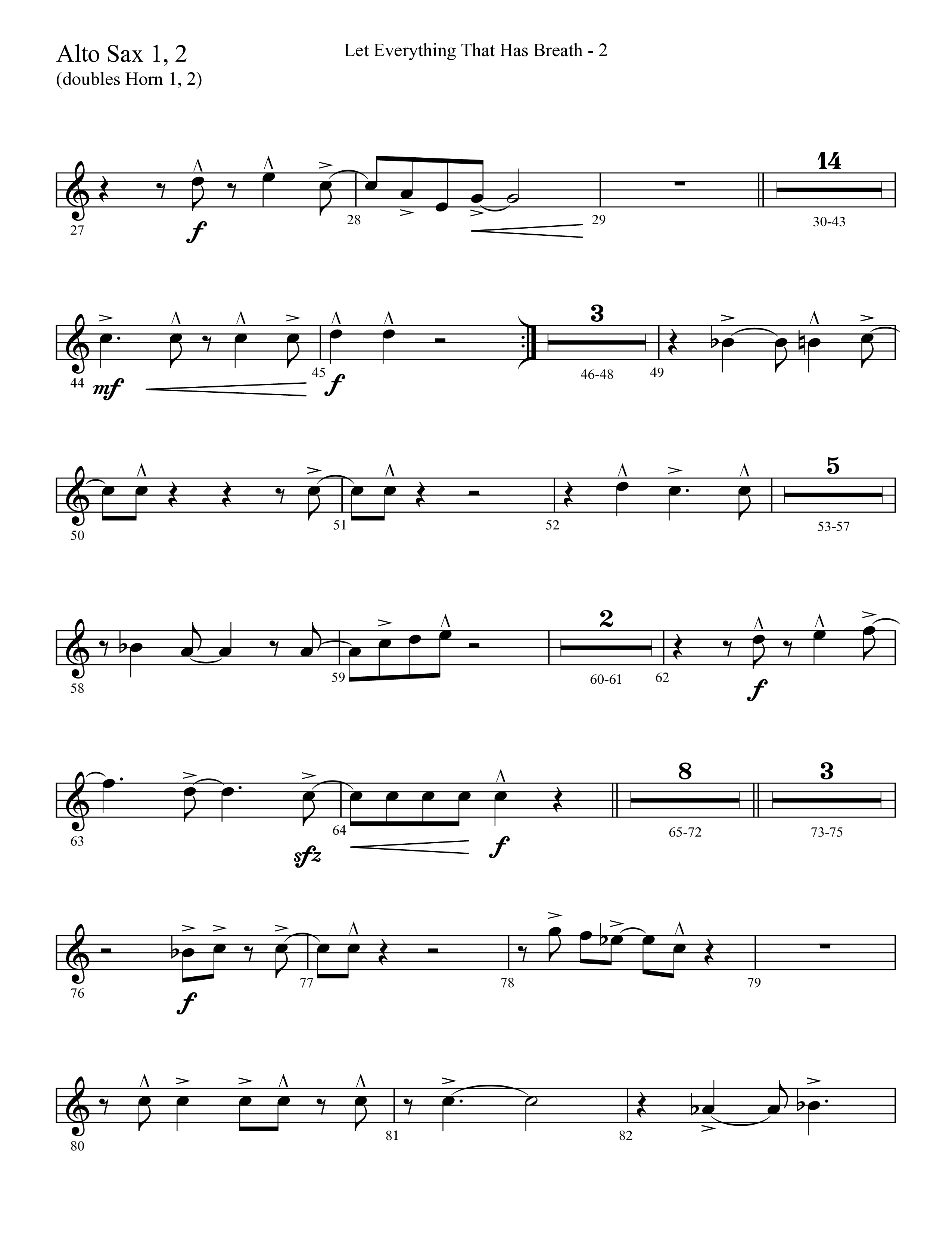 Let Everything That Has Breath (Choral Anthem SATB) Alto Sax 1/2 (Lifeway Choral / Arr. Cliff Duren)