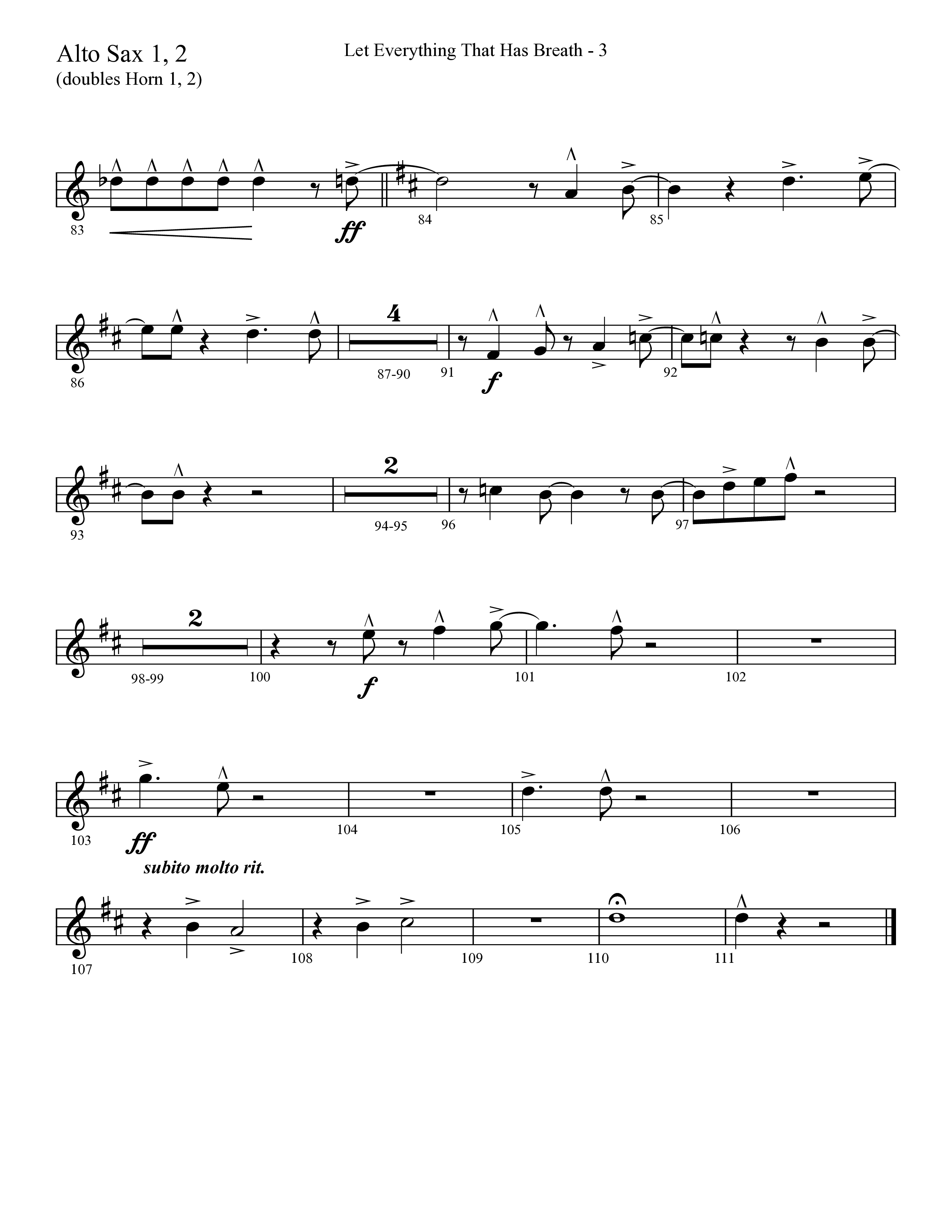 Let Everything That Has Breath (Choral Anthem SATB) Alto Sax 1/2 (Lifeway Choral / Arr. Cliff Duren)