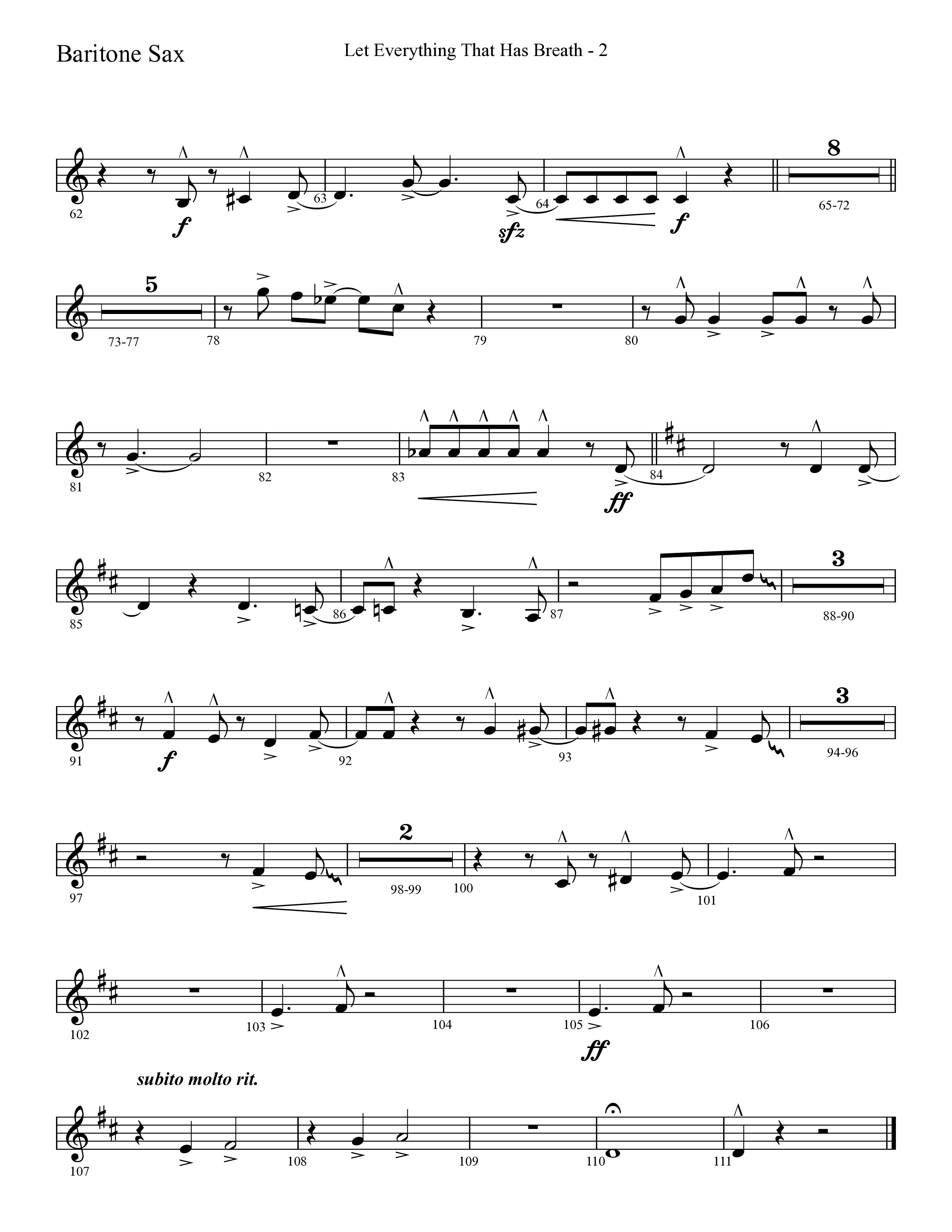Let Everything That Has Breath (Choral Anthem SATB) Bari Sax (Lifeway Choral / Arr. Cliff Duren)