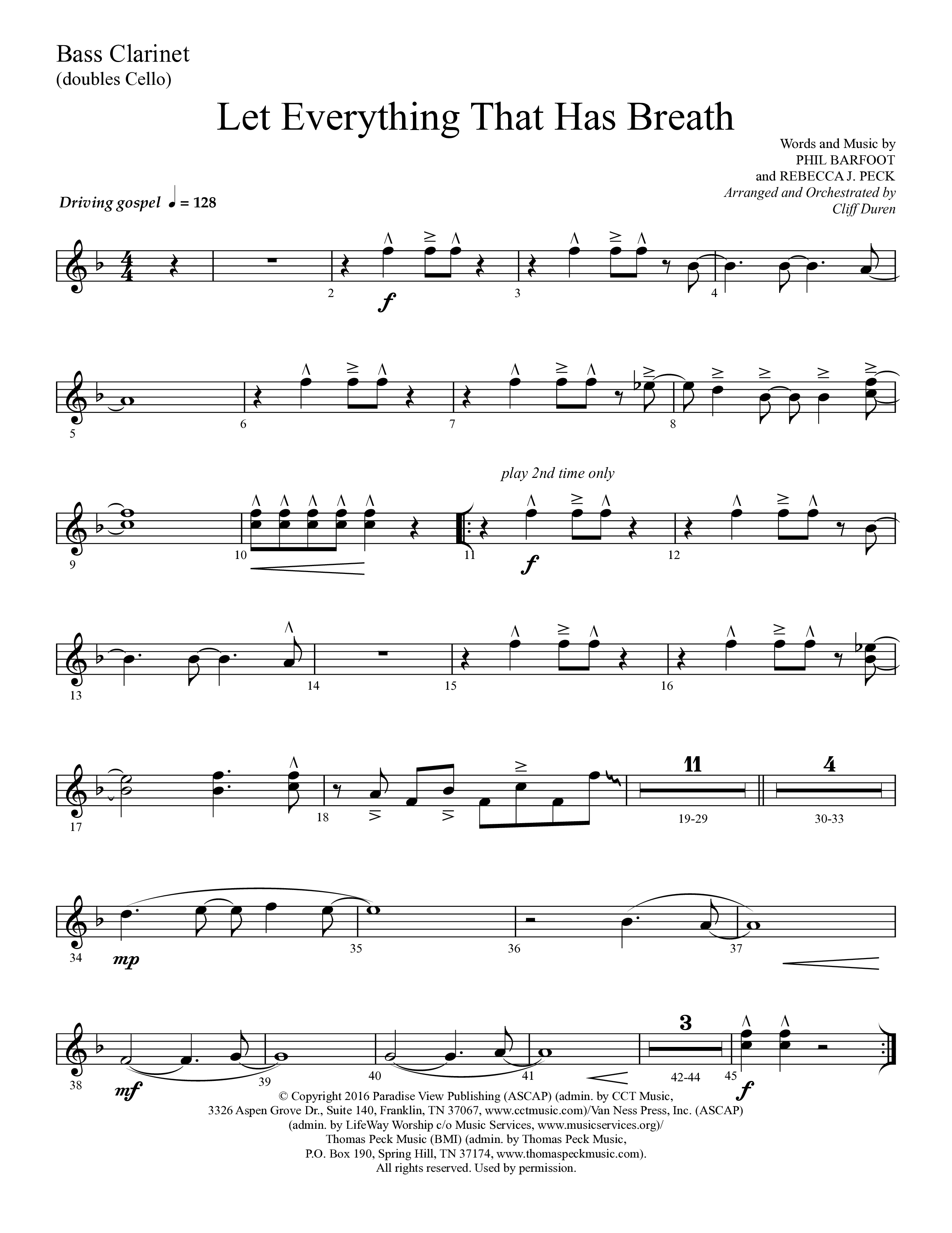 Let Everything That Has Breath (Choral Anthem SATB) Bass Clarinet (Lifeway Choral / Arr. Cliff Duren)