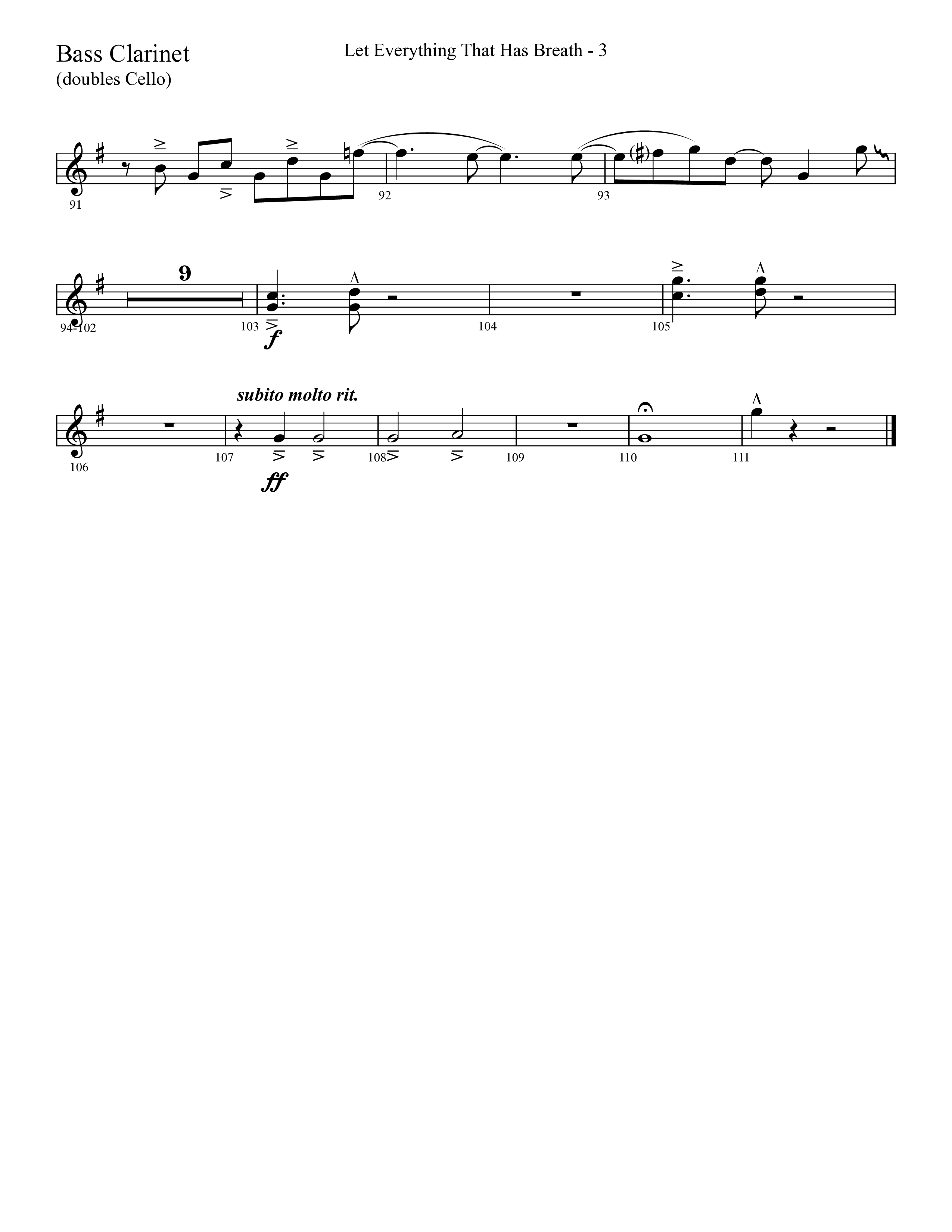 Let Everything That Has Breath (Choral Anthem SATB) Bass Clarinet (Lifeway Choral / Arr. Cliff Duren)