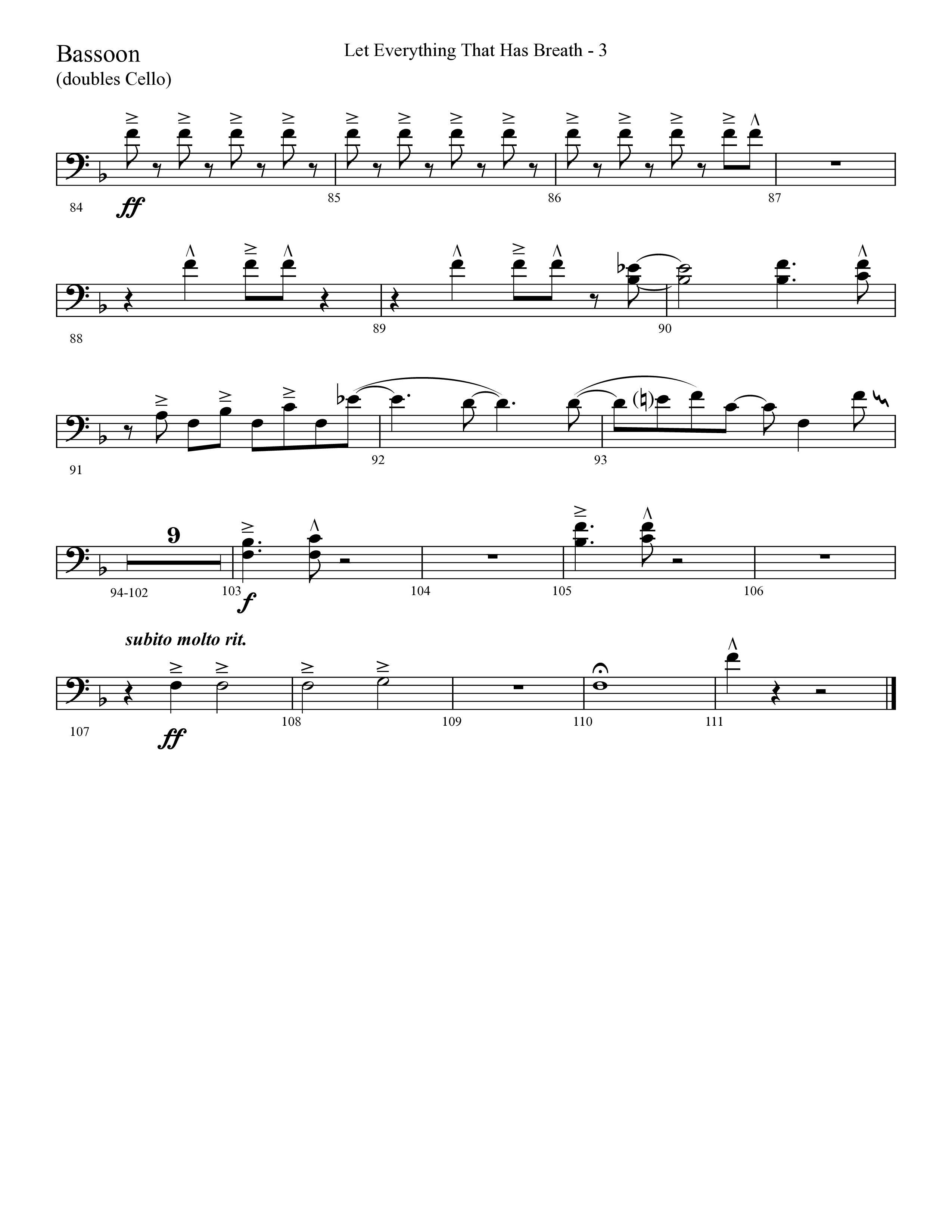 Let Everything That Has Breath (Choral Anthem SATB) Bassoon (Lifeway Choral / Arr. Cliff Duren)