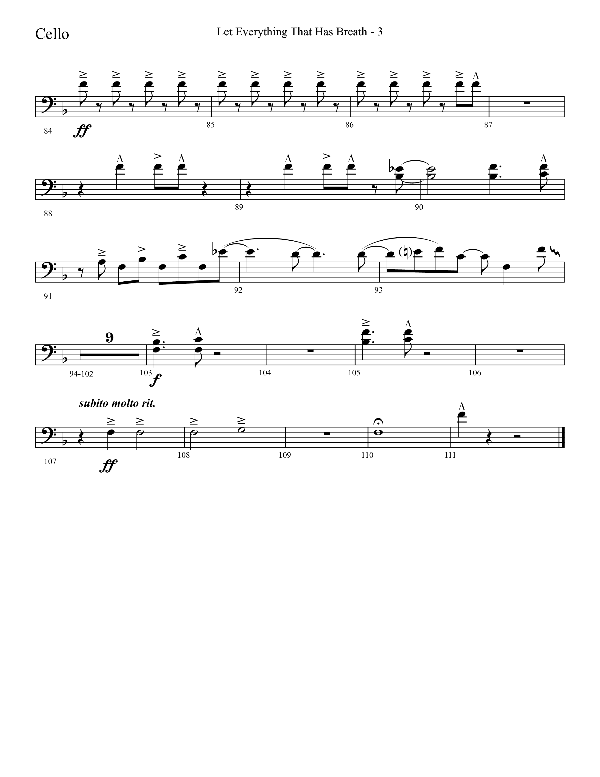 Let Everything That Has Breath (Choral Anthem SATB) Cello (Lifeway Choral / Arr. Cliff Duren)