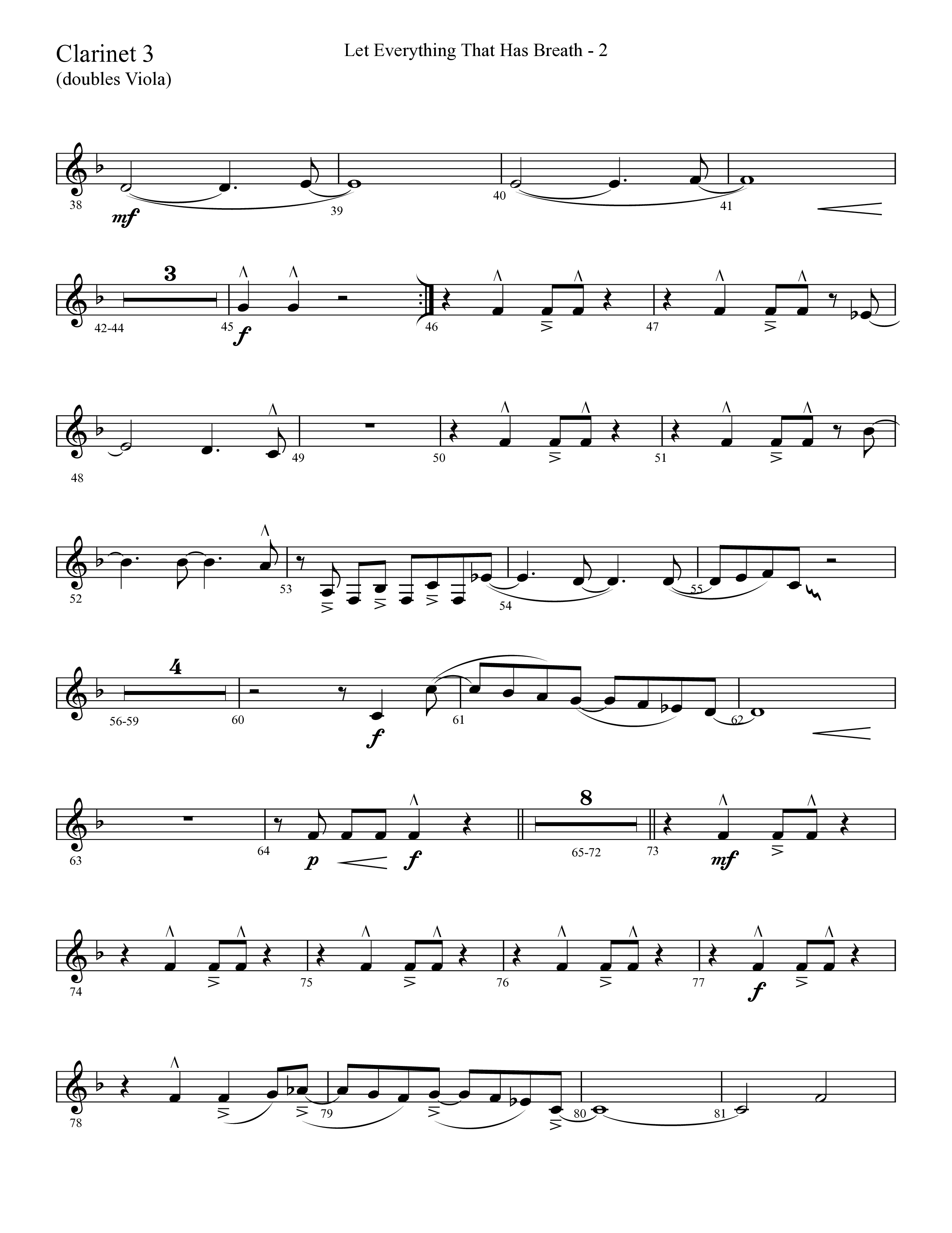Let Everything That Has Breath (Choral Anthem SATB) Clarinet 3 (Lifeway Choral / Arr. Cliff Duren)