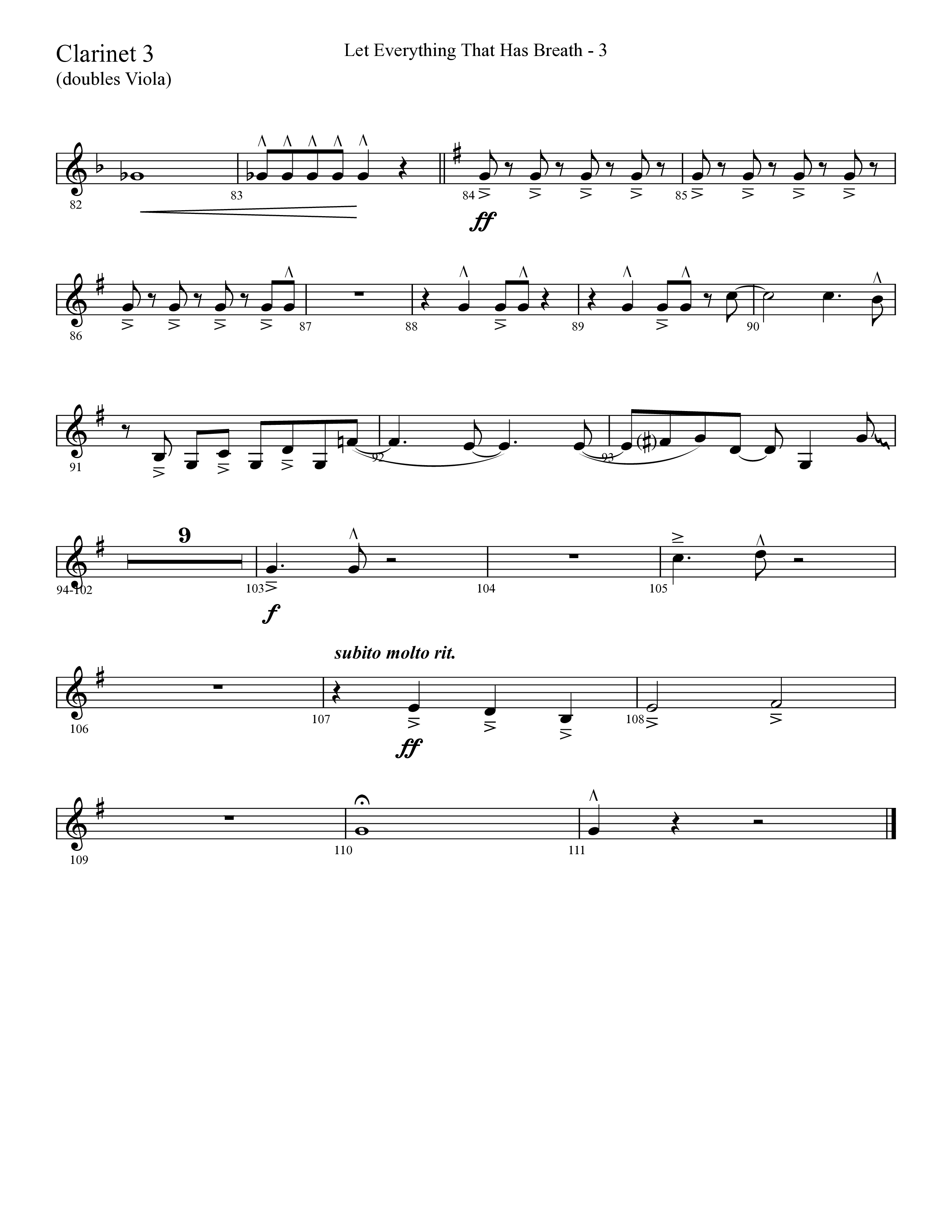 Let Everything That Has Breath (Choral Anthem SATB) Clarinet 3 (Lifeway Choral / Arr. Cliff Duren)