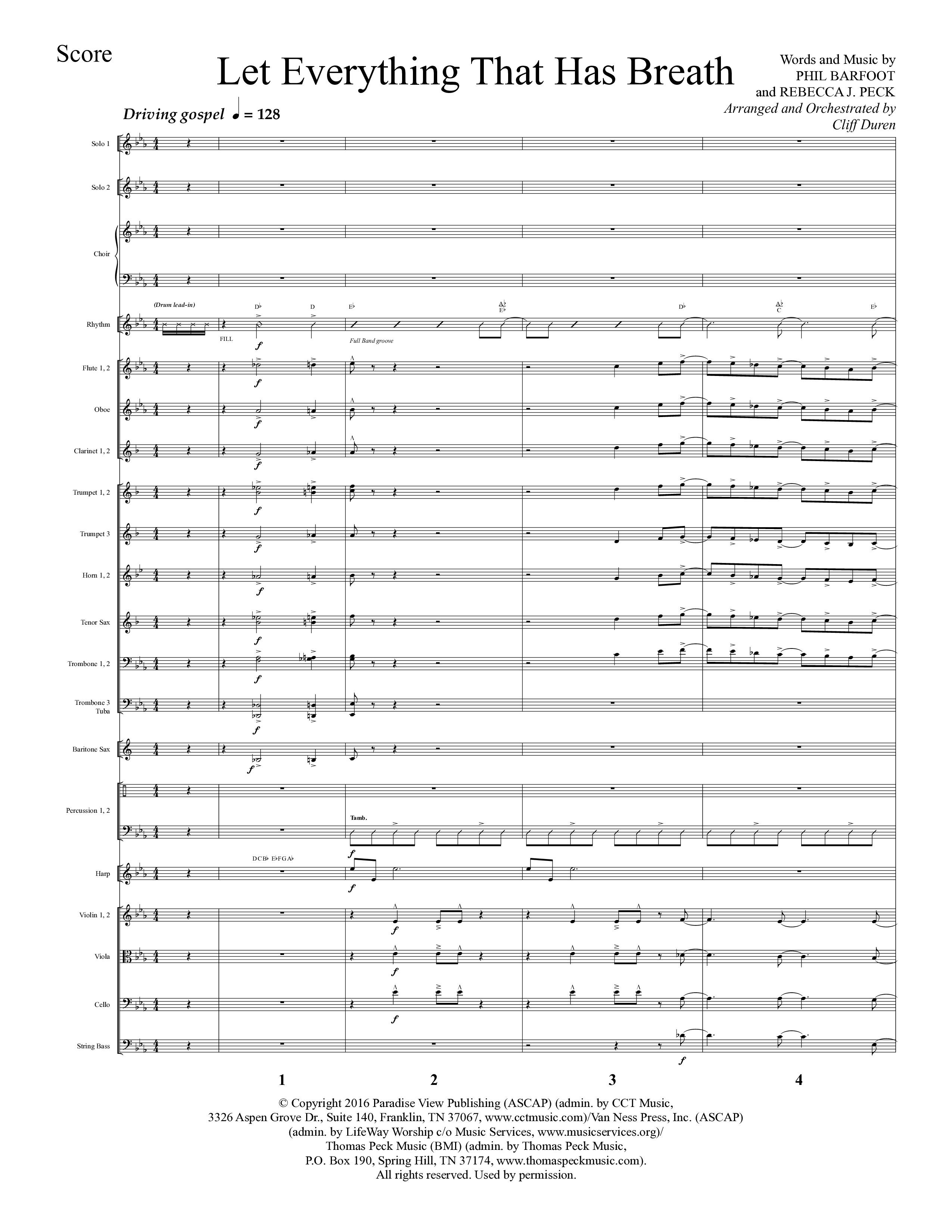 Let Everything That Has Breath (Choral Anthem SATB) Orchestration (Lifeway Choral / Arr. Cliff Duren)