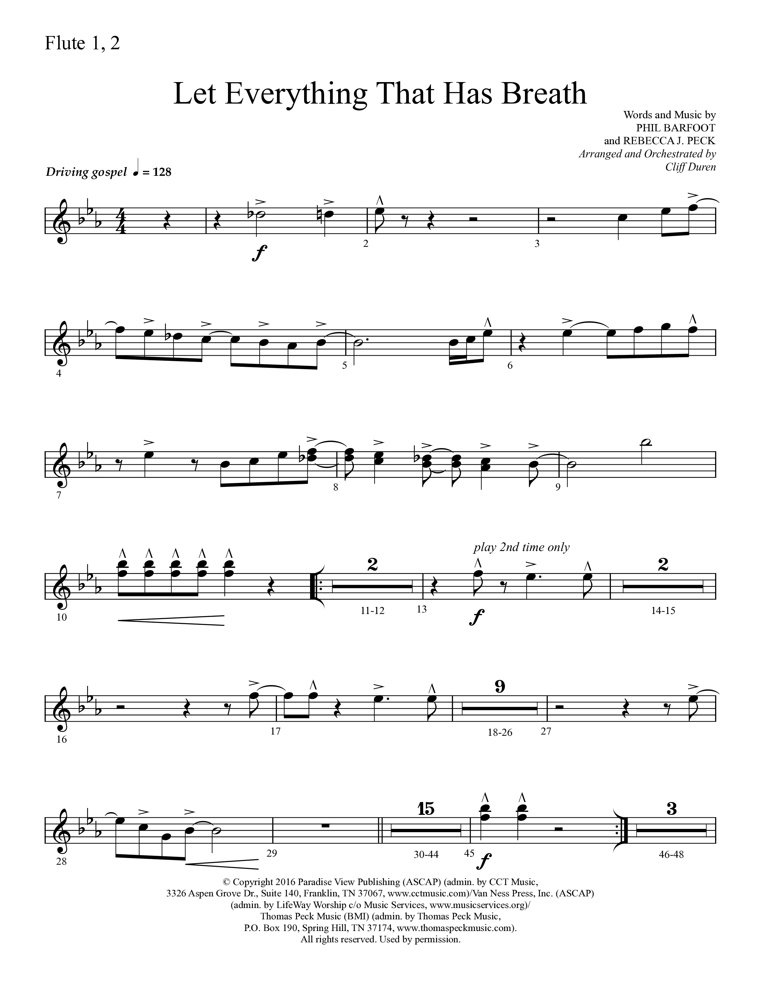 Let Everything That Has Breath (Choral Anthem SATB) Flute 1/2 (Lifeway Choral / Arr. Cliff Duren)